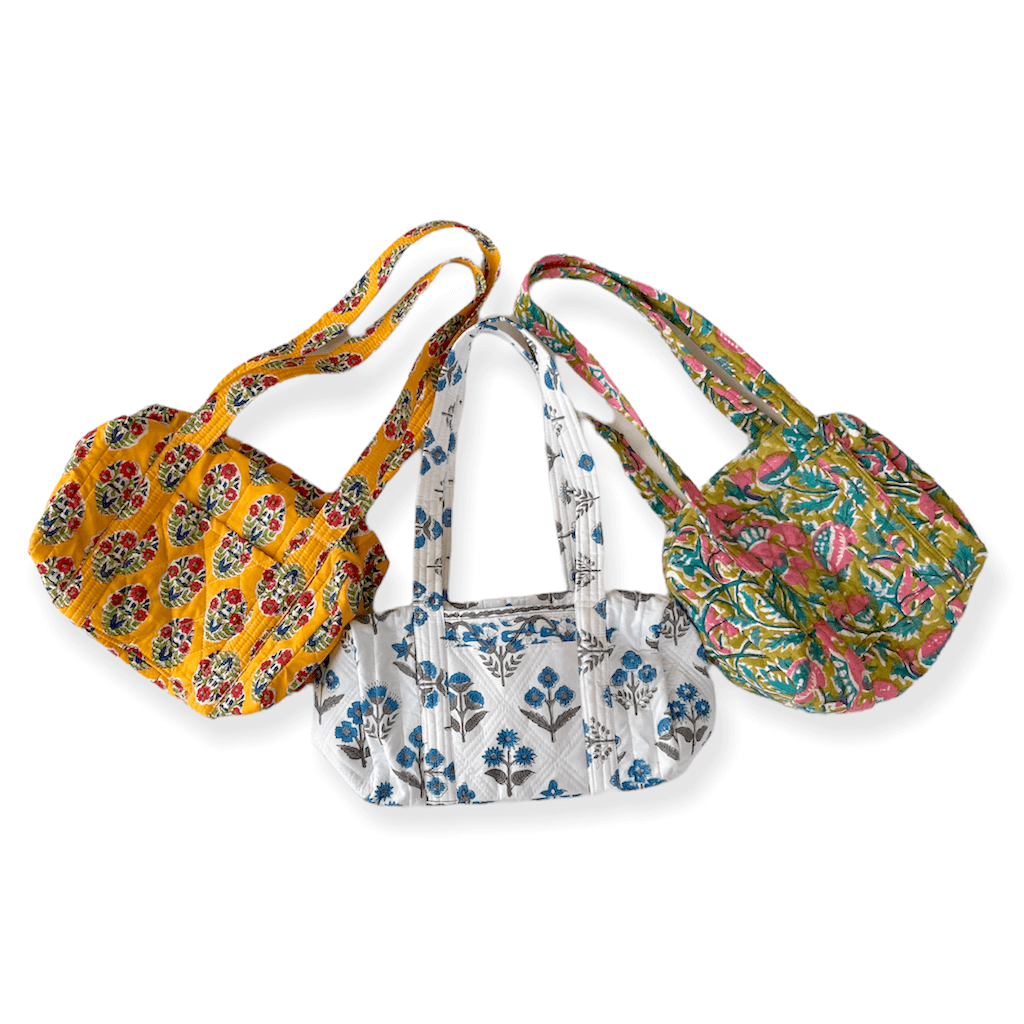 Hand Block Printed Quilting Shoulder Bag 【custom order】