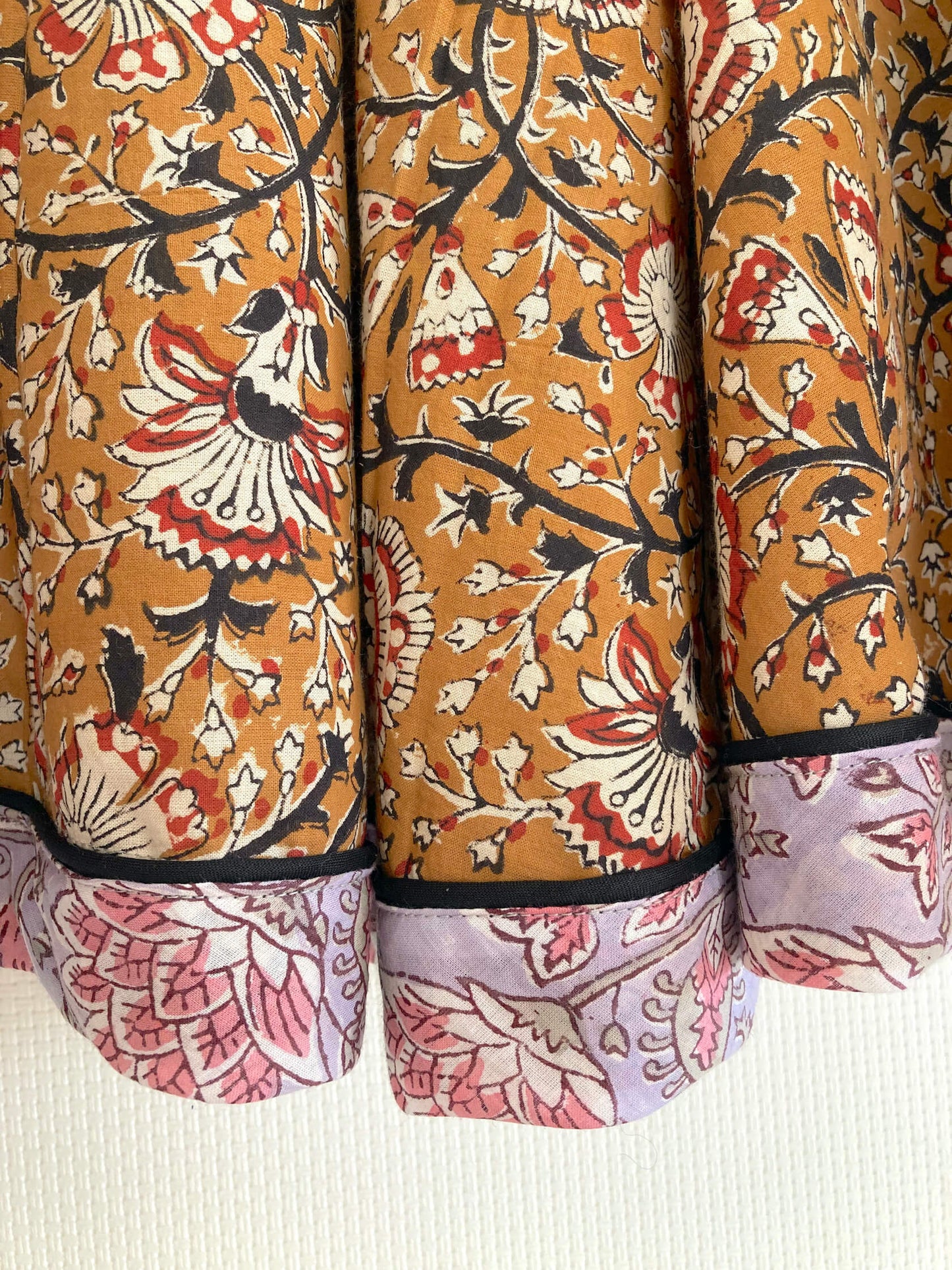 【 custom order 】Hand Block Print Flare Long Skirt #Siena