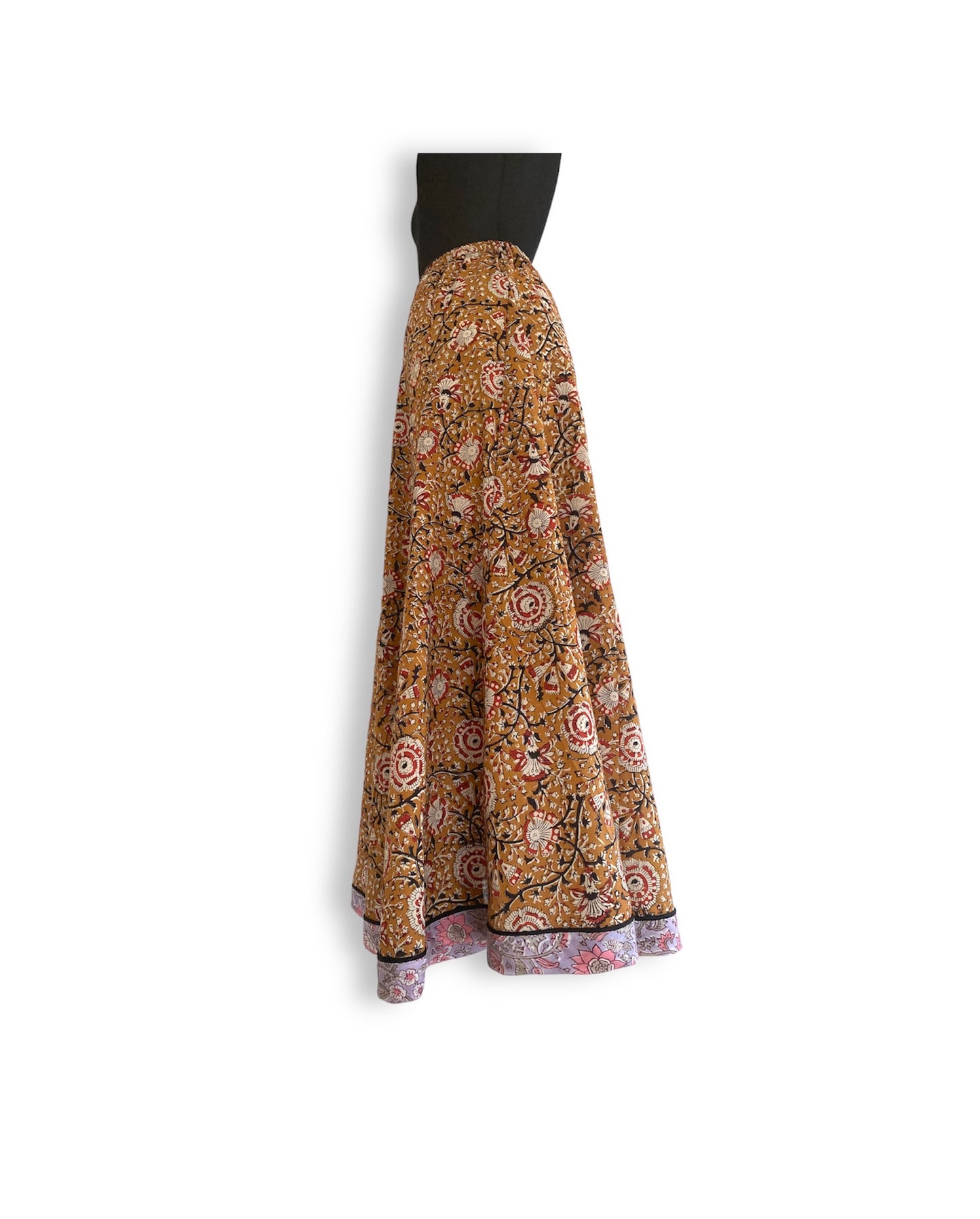【 custom order 】Hand Block Print Flare Long Skirt #Siena
