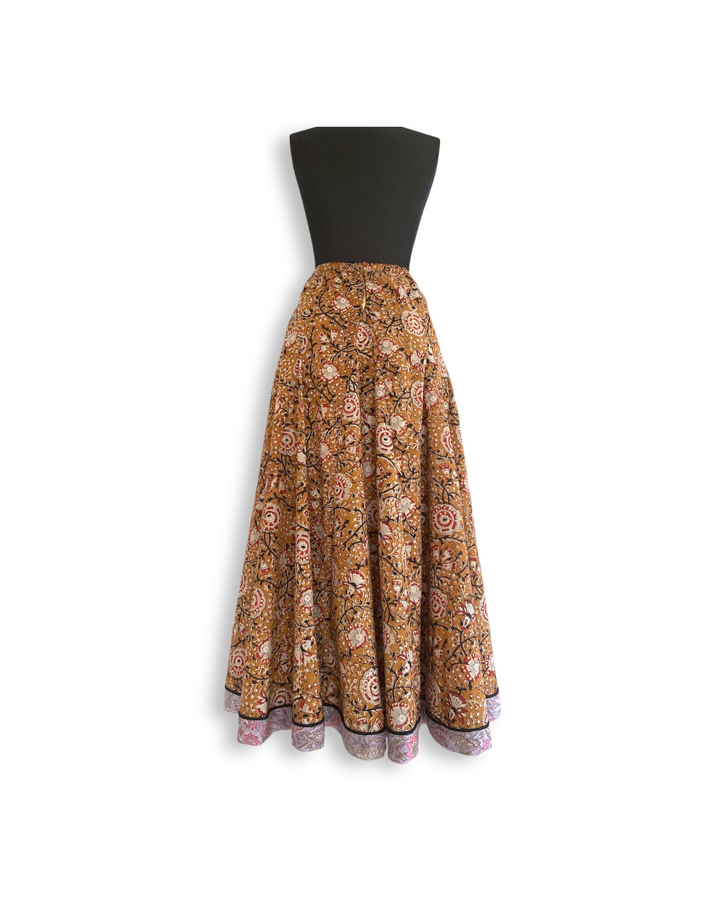【 custom order 】Hand Block Print Flare Long Skirt #Siena