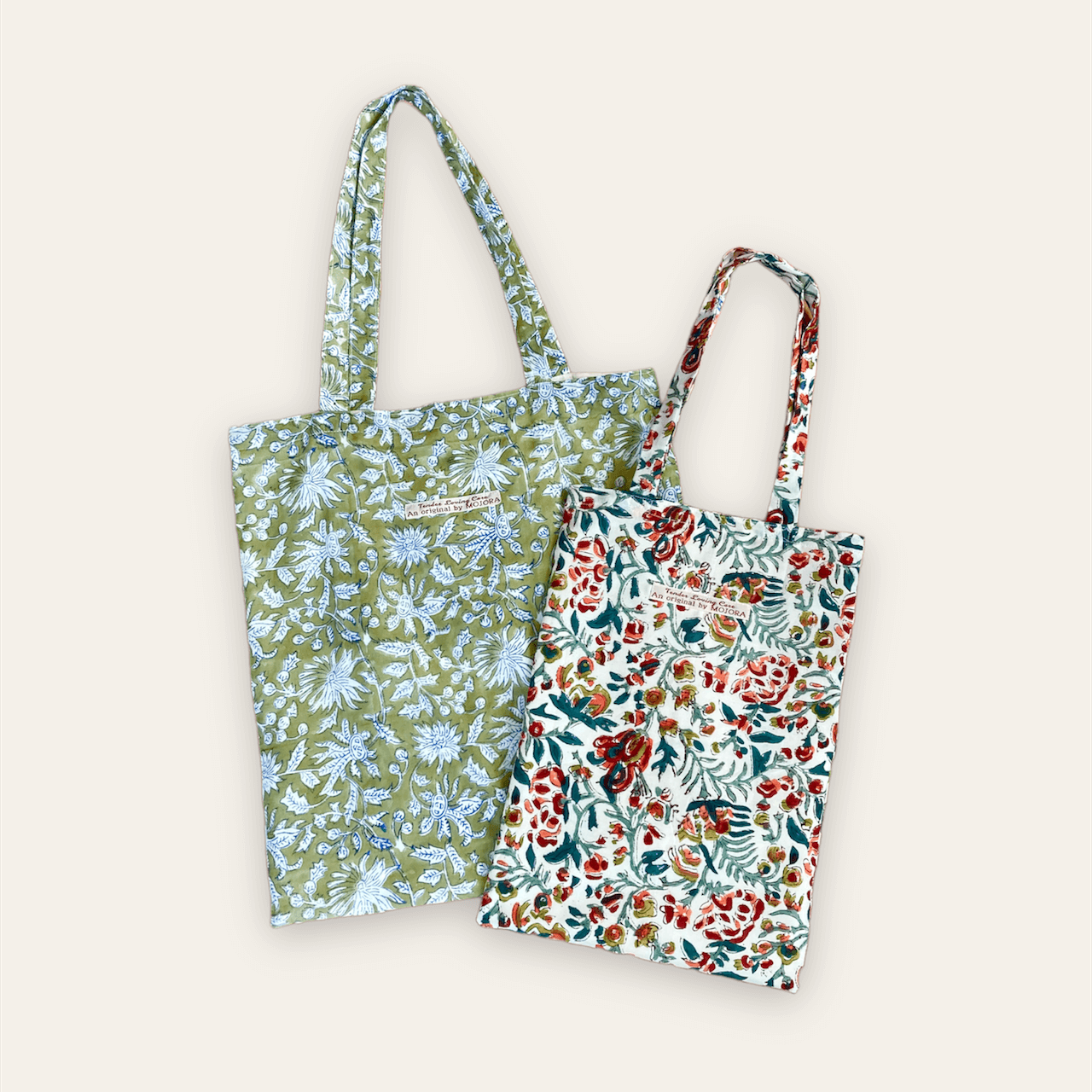 【custom order】ハンドブロックプリント生地 トートバッグ 2サイズ tote bag