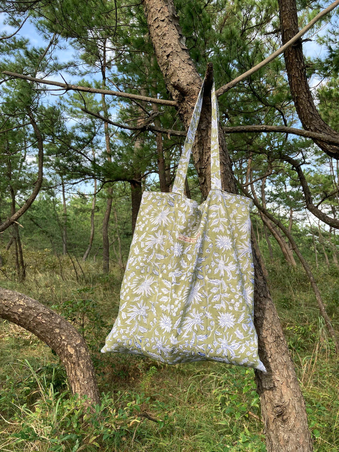 【custom order】ハンドブロックプリント生地 トートバッグ 2サイズ tote bag