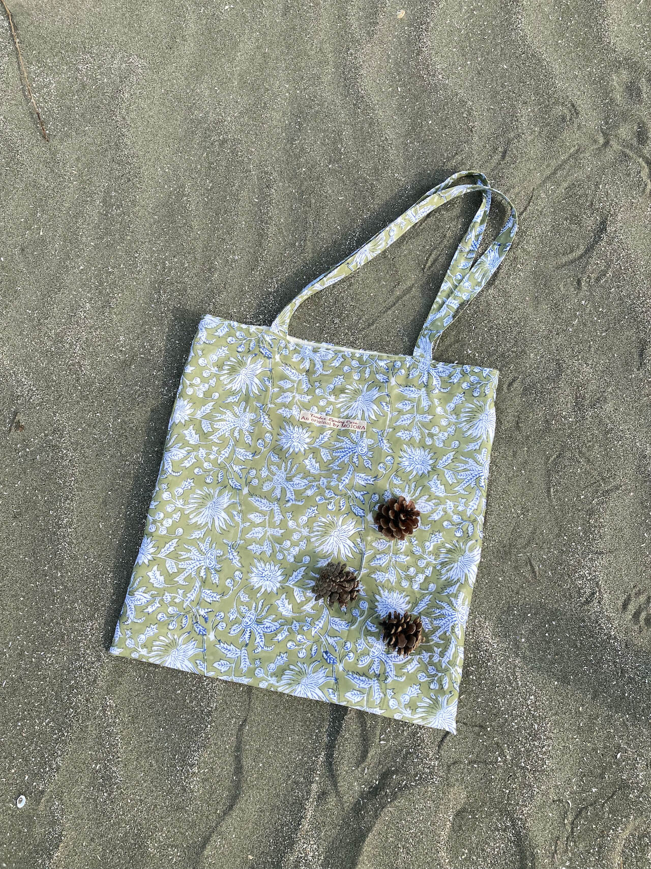 【custom order】ハンドブロックプリント生地 トートバッグ 2サイズ tote bag