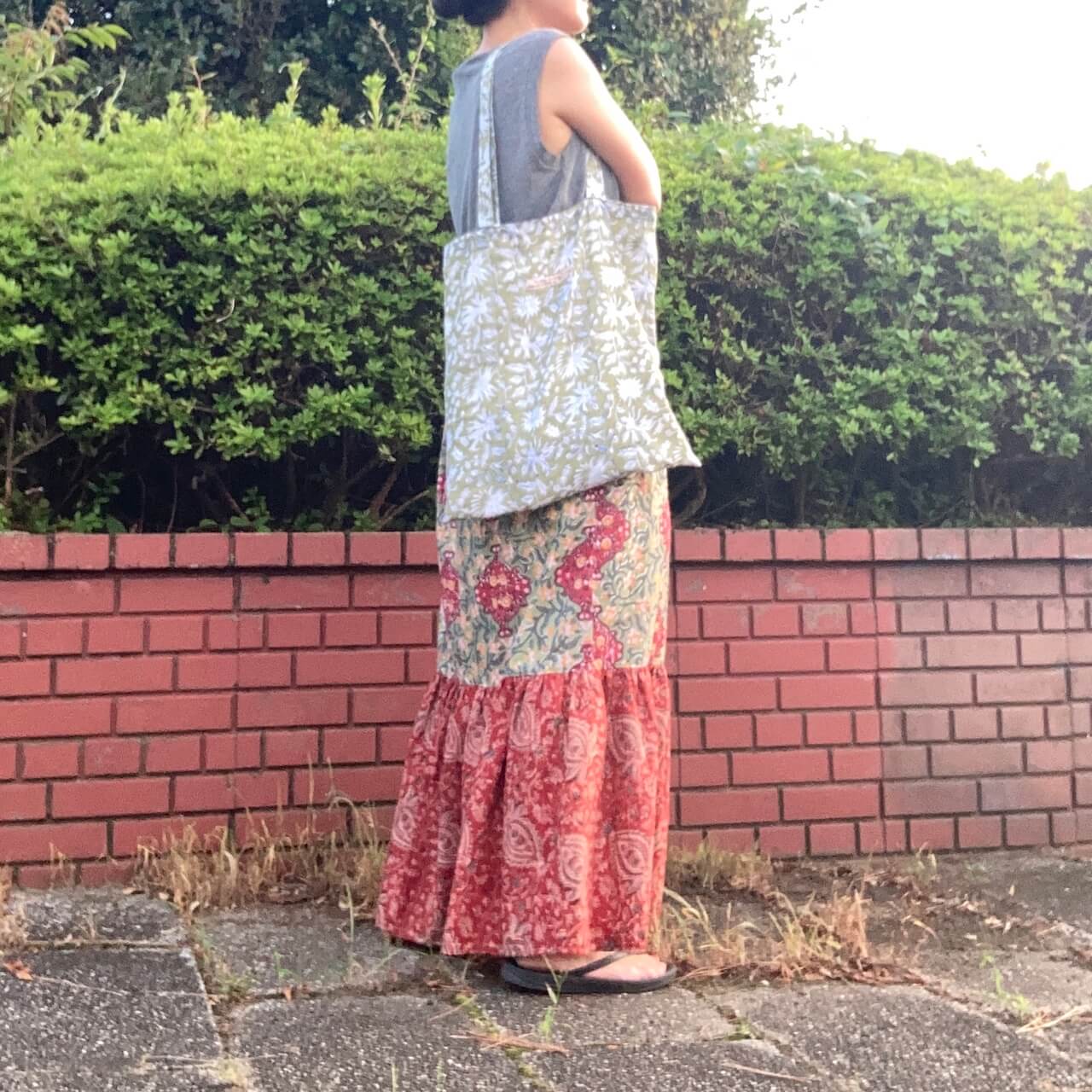 【custom order】ハンドブロックプリント生地 トートバッグ 2サイズ tote bag