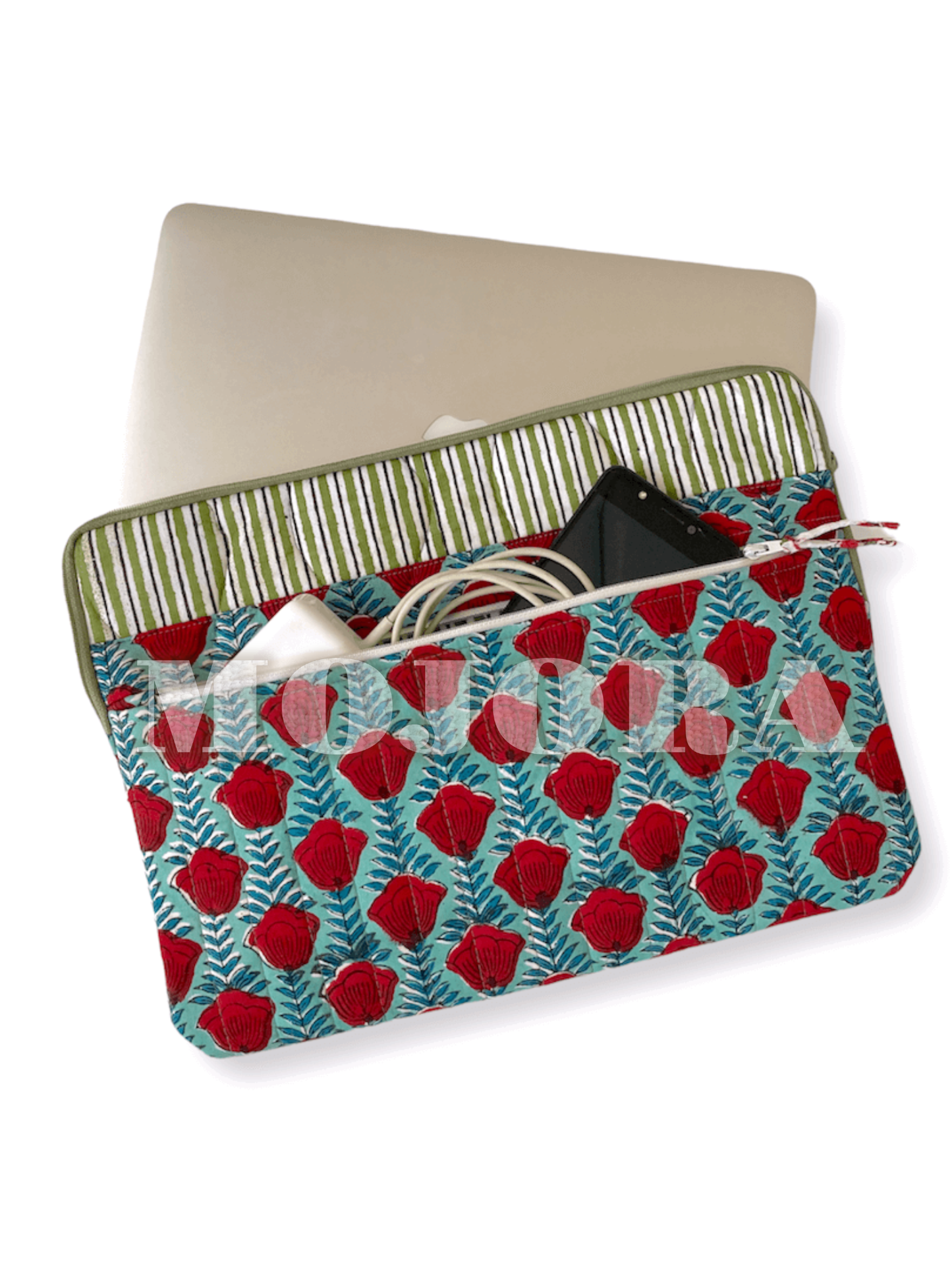 [ custom order ]Hand Block Print Fabric Tablet / Laptop Case