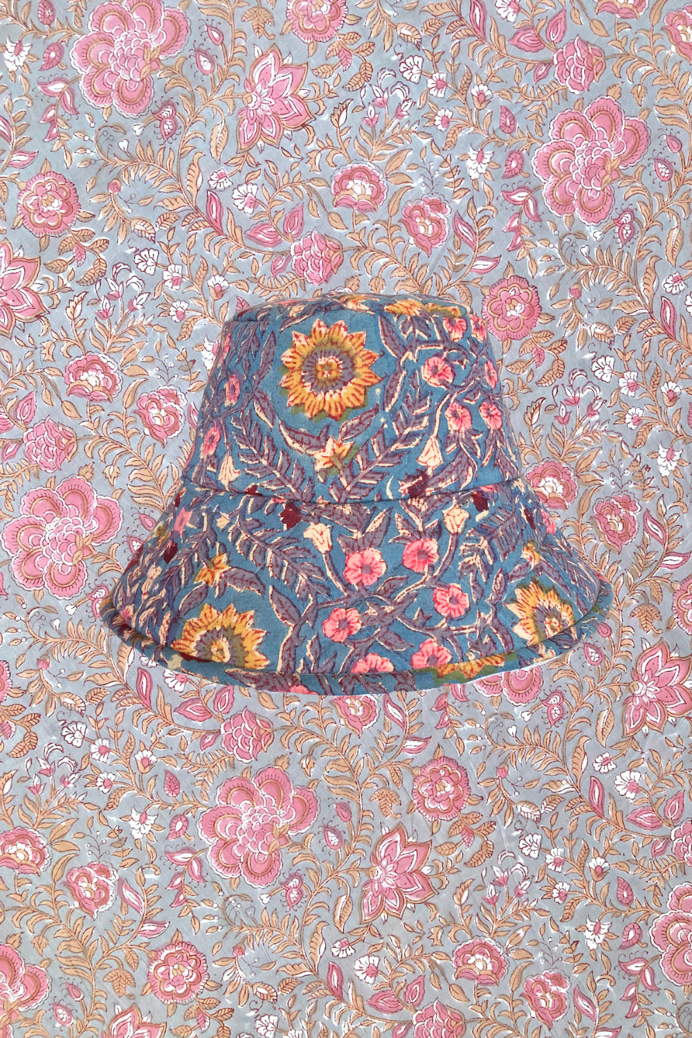 Hand Block Print Quilted Bucket Hat 【custom order】#Sabrina