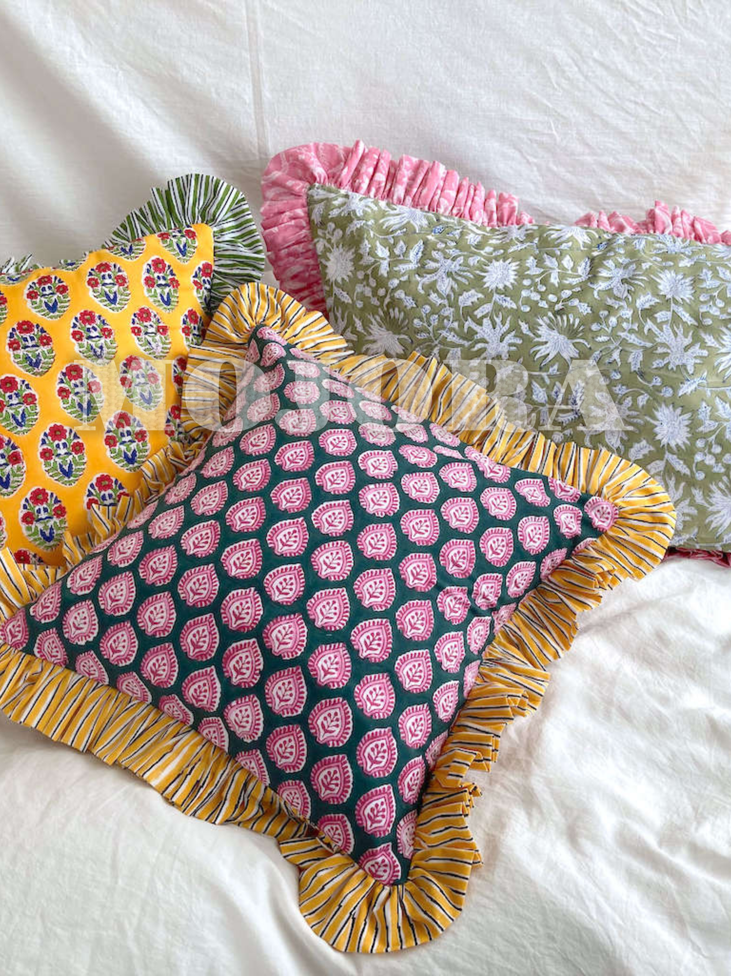 [ custom order ]India hand block print Ruffle Cushion Cover #rec