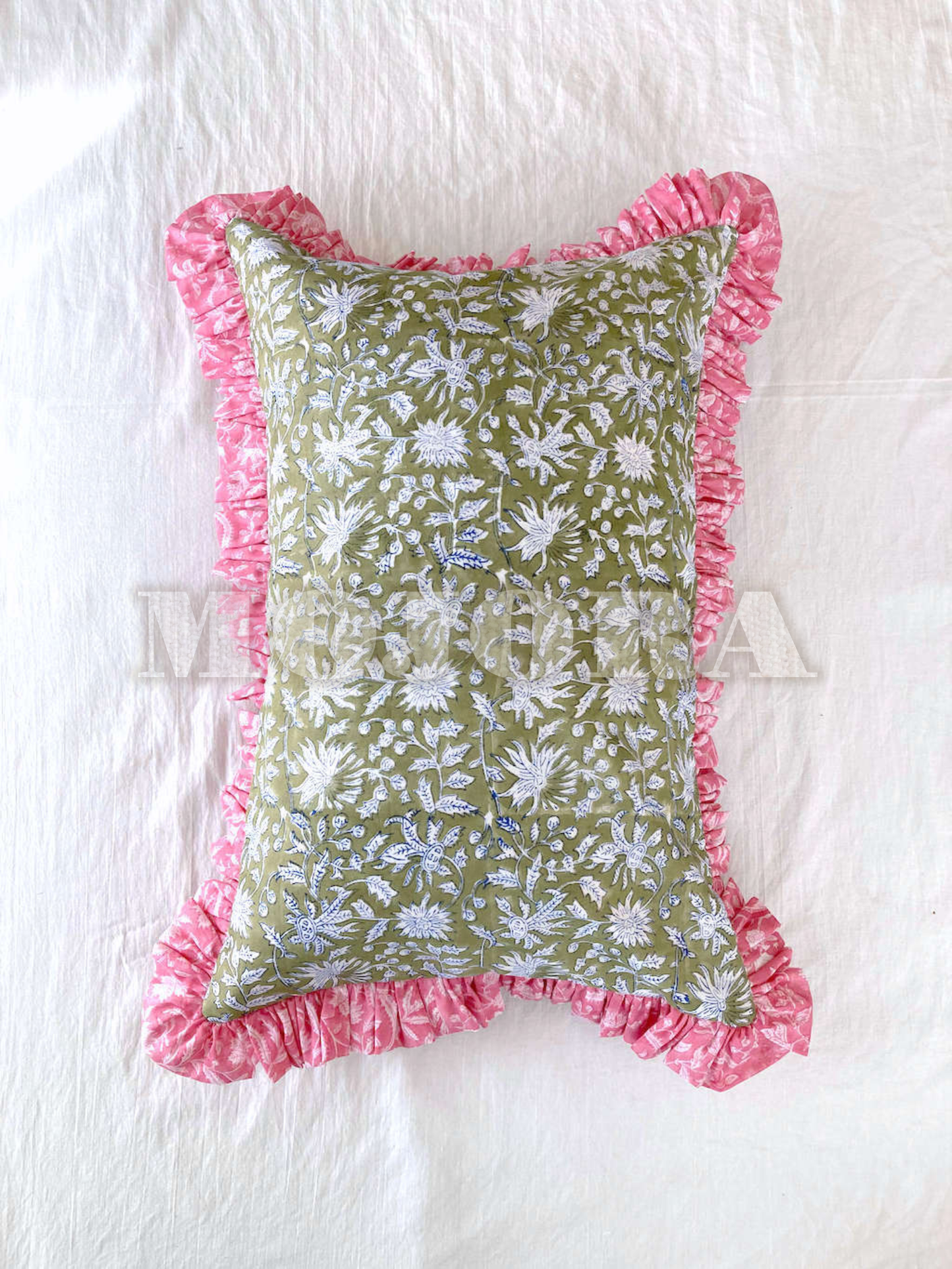 [ custom order ]India hand block print Ruffle Cushion Cover #rec