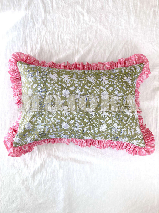 [ custom order ]India hand block print Ruffle Cushion Cover #rec