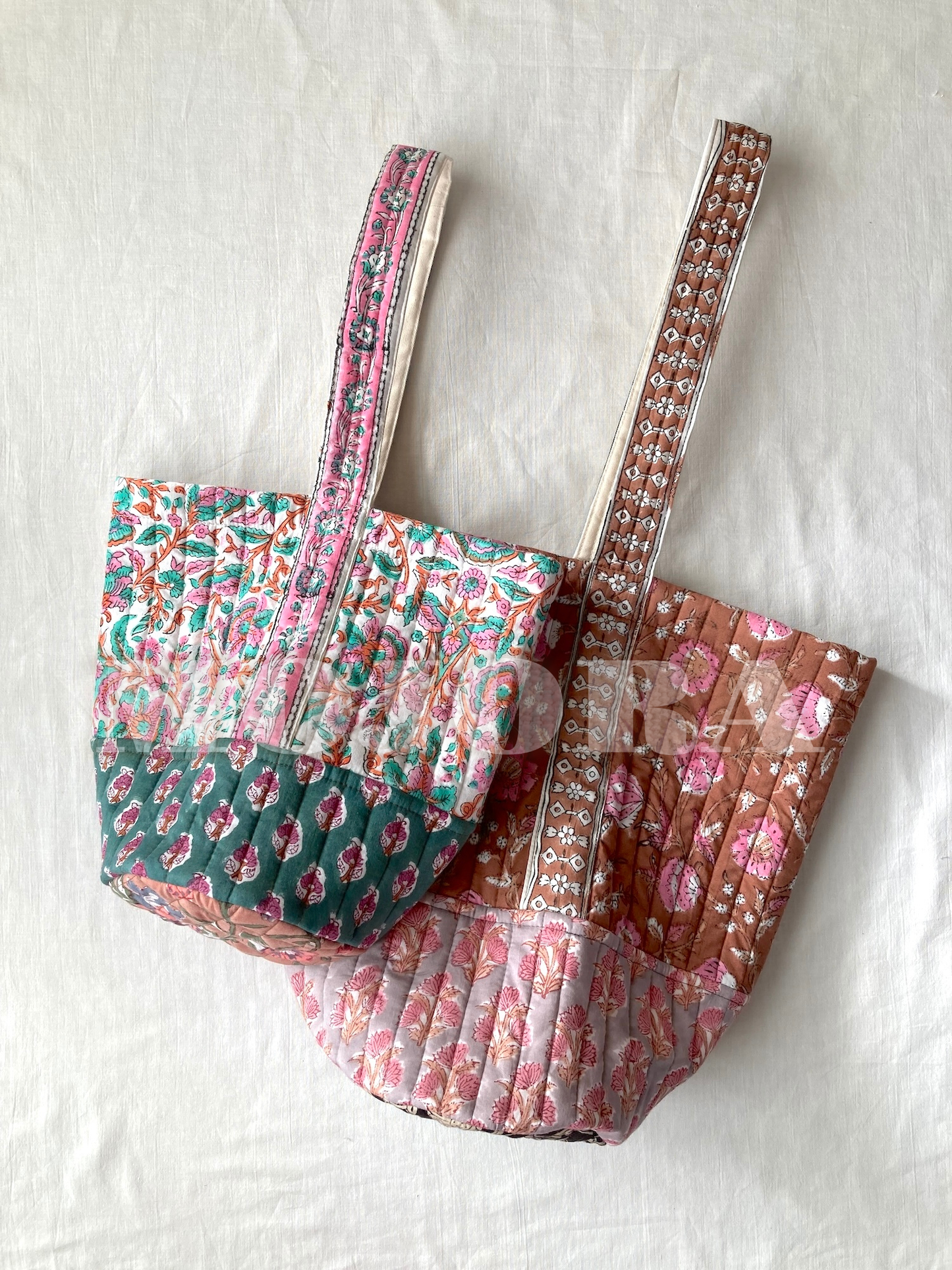 Handcrafted Quilted Bucket Bag with Single Handle
