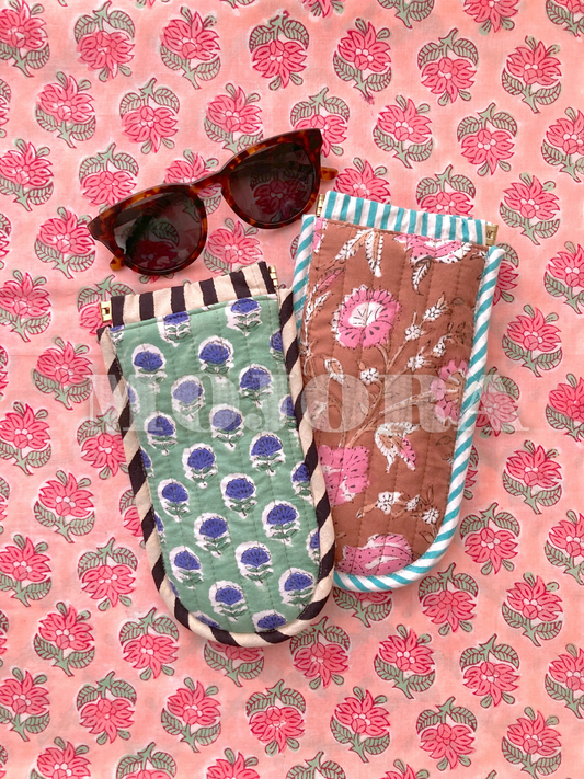 ブロックプリント生地 キルティング メガネ・サングラスケース