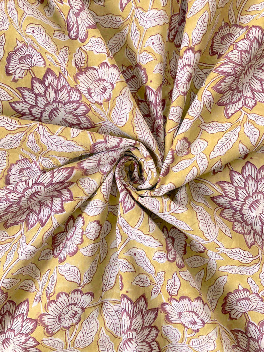 Yellow x Mauvewood Hand Block Printed Fabric #161-4