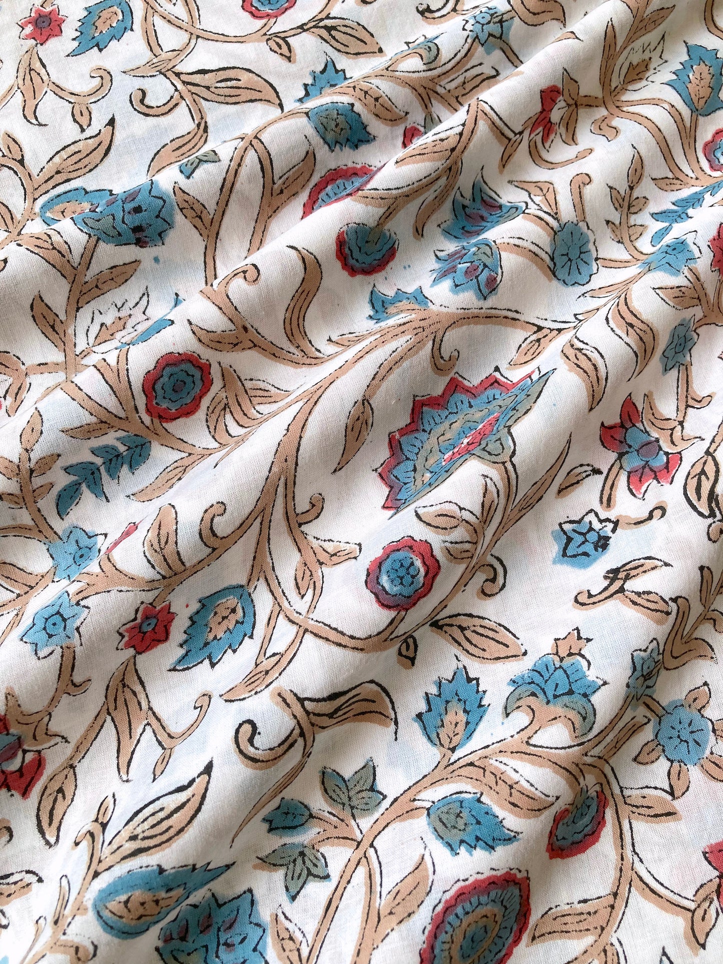 Hand Block Printed Cotton Fabric Off White #216-8