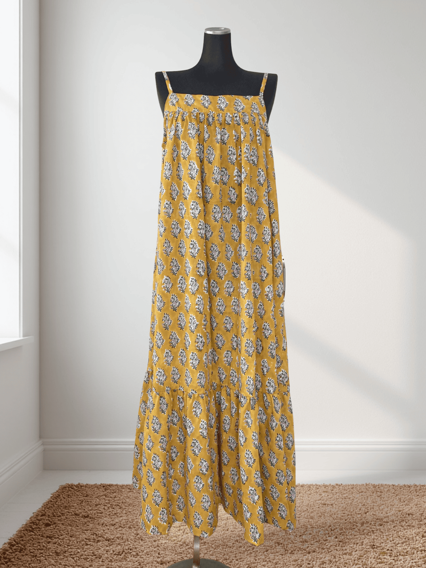 Hand Block Print  Golden Mustard Yellow Cotton Fabric  #298-8