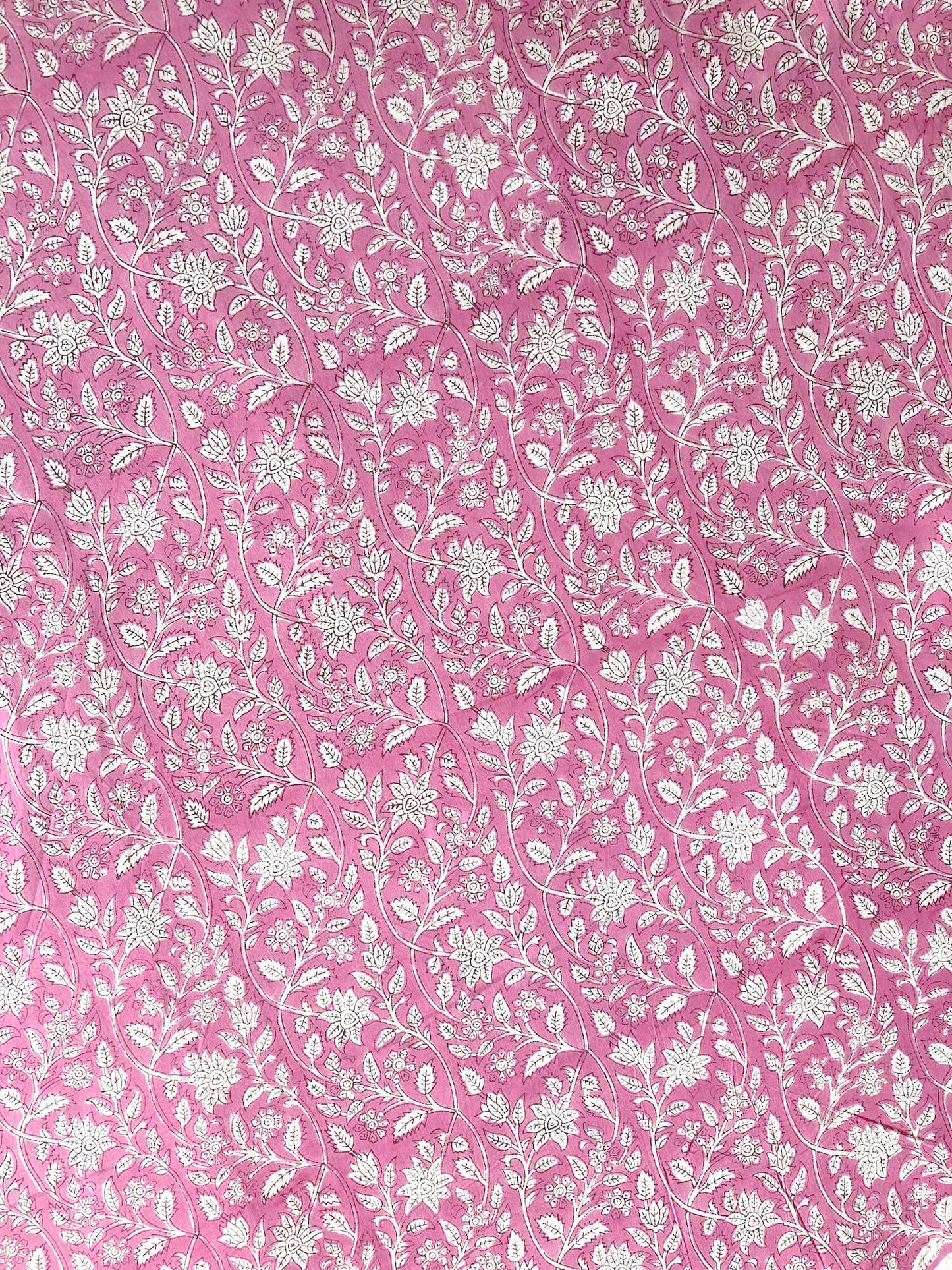 Hand Block Printed Cotton Fabric  Pink #174-25