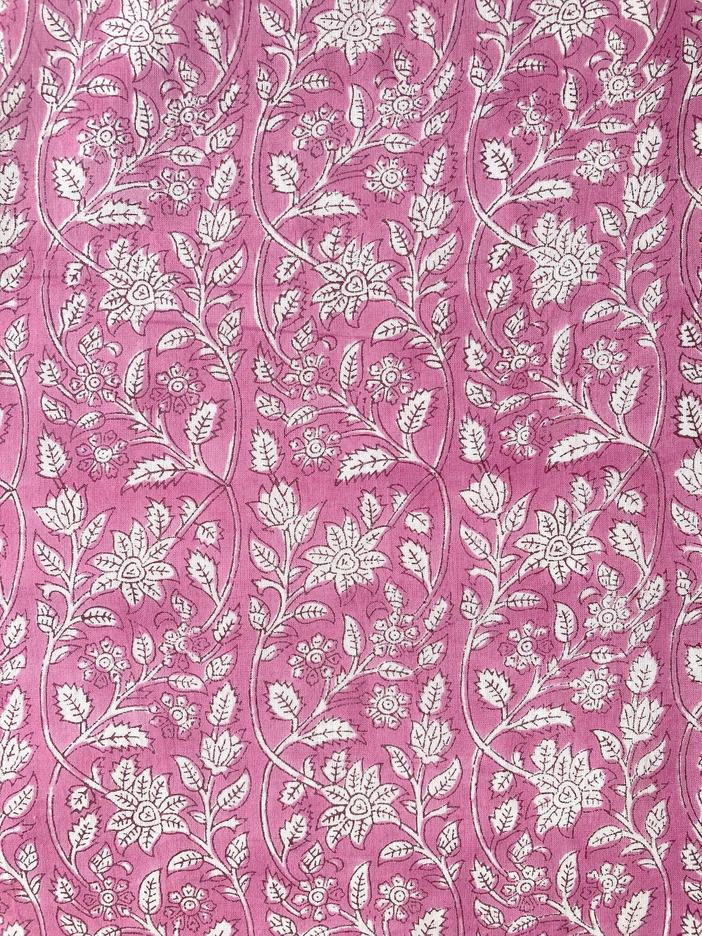 【PRE-CUT 20cm】Hand Block Printed Cotton Fabric  Pink #174-25