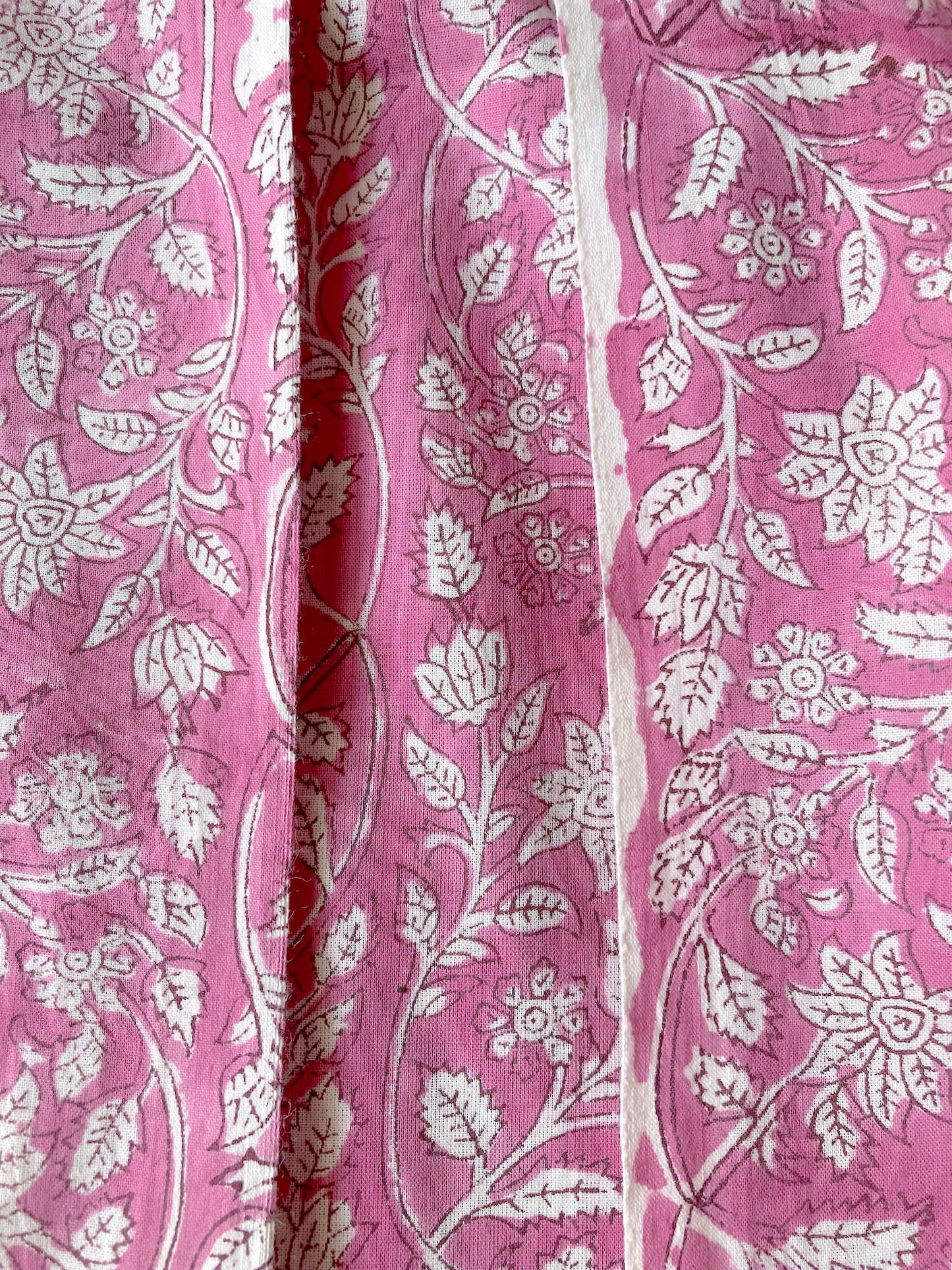Hand Block Printed Cotton Fabric  Pink #174-25