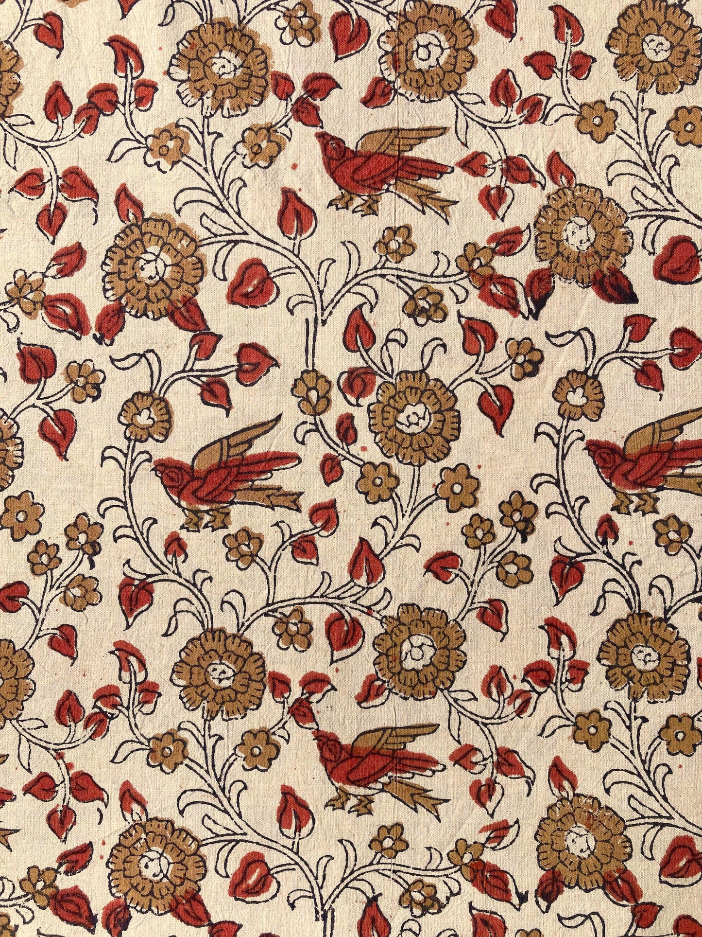 Hand Block Printed Fabric Bagru Bird #185-11