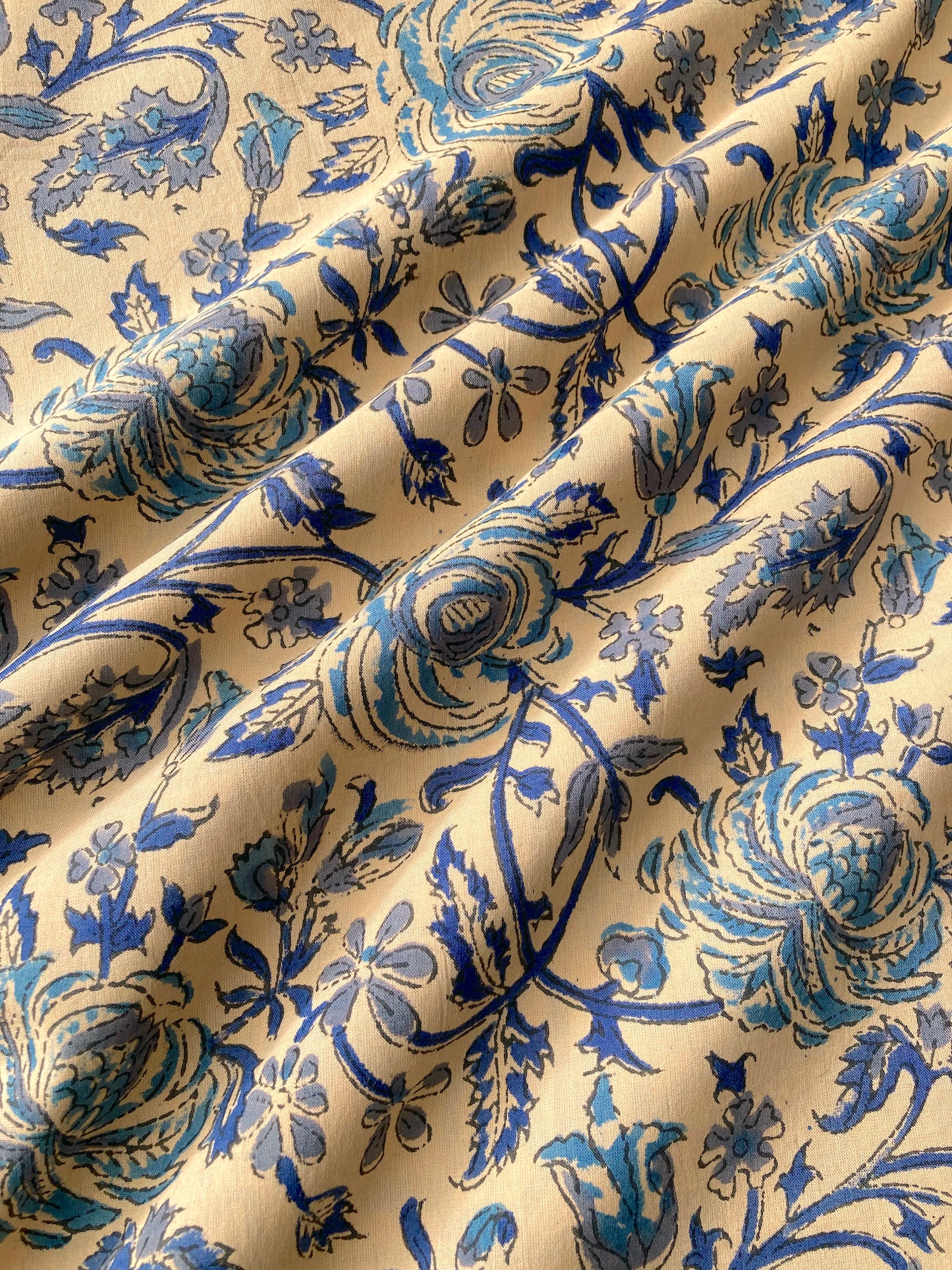 Hand Block Printed Cotton Fabric Natural Beige #185-19