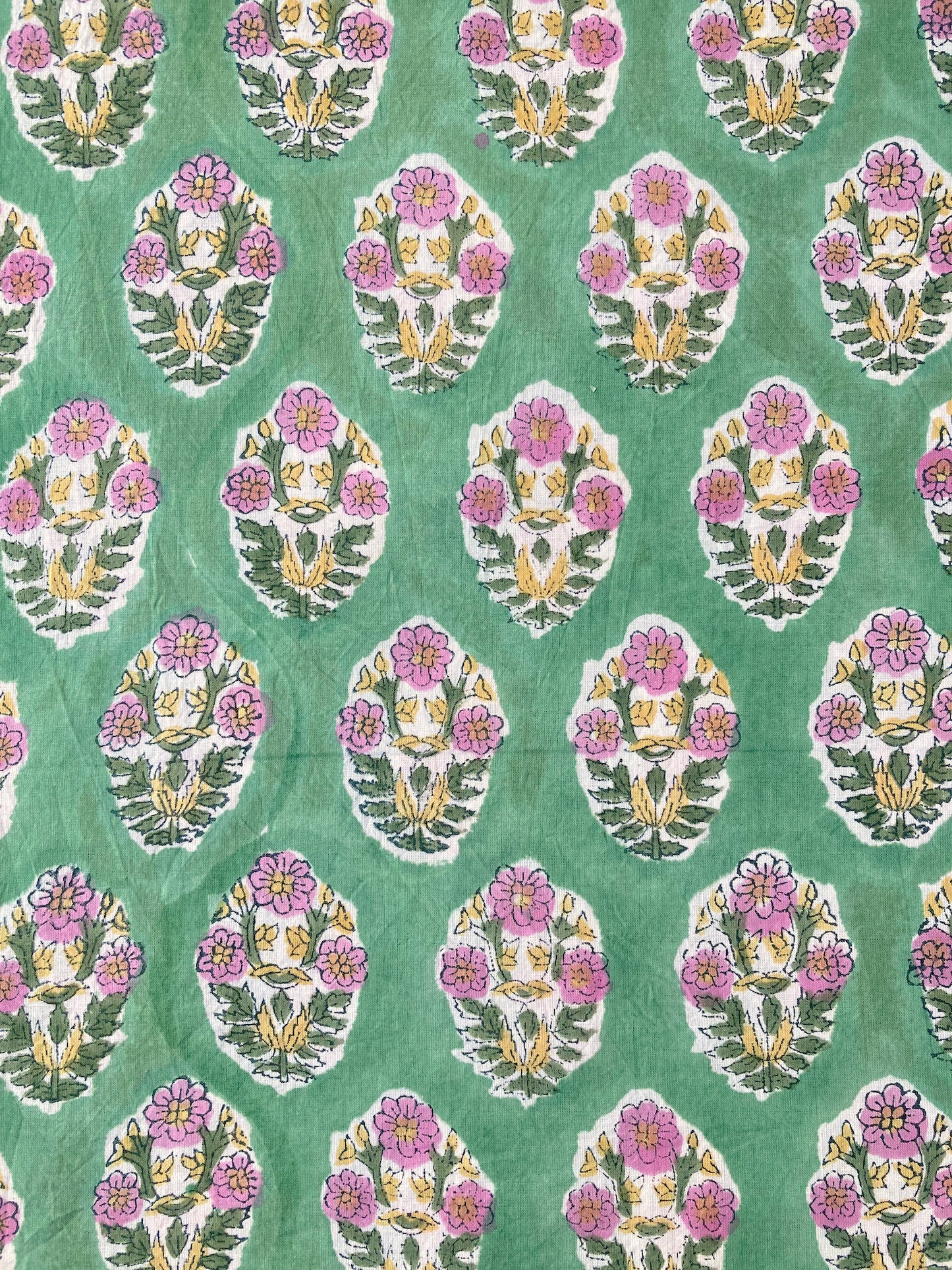 Hand Block Printed Cotton Fabric # 185-27 Green