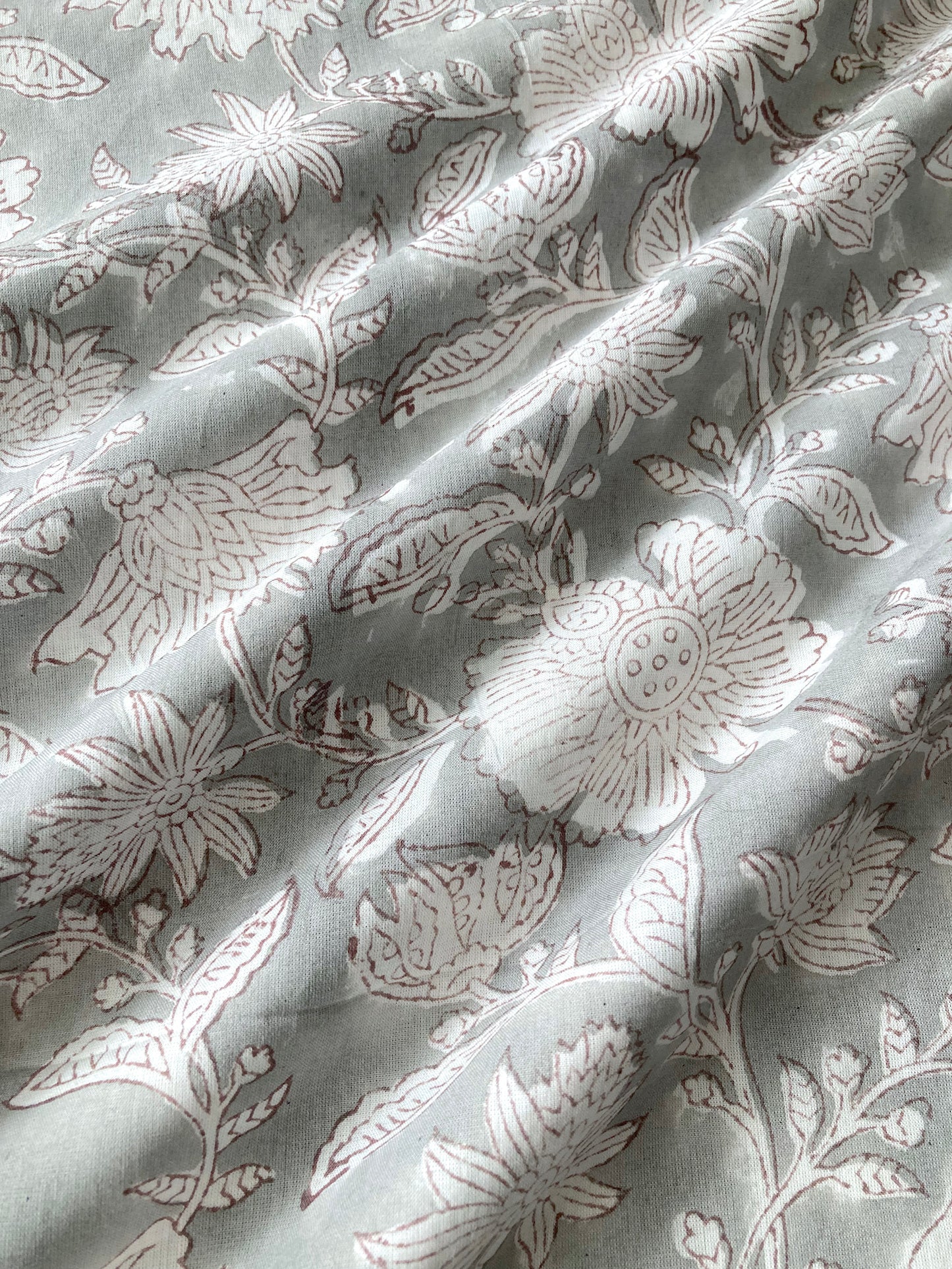 Hand Block Printed Cotton Fabric #185-28 Gray