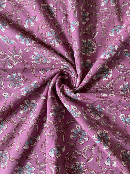 Hand Block Printed Fabric Purple #185-7