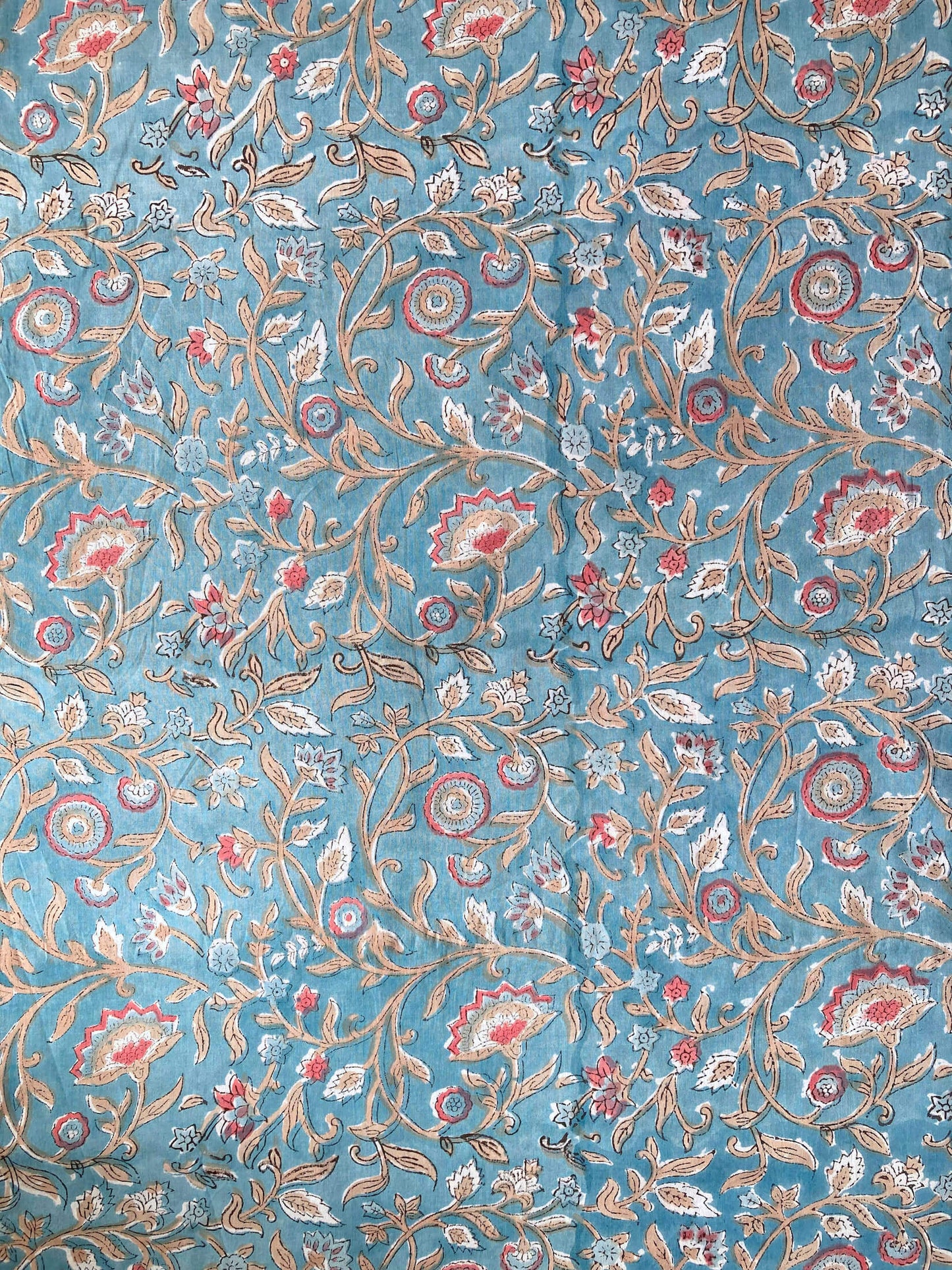 Hand Block Printed Cotton Fabric Frost Blue #185-9