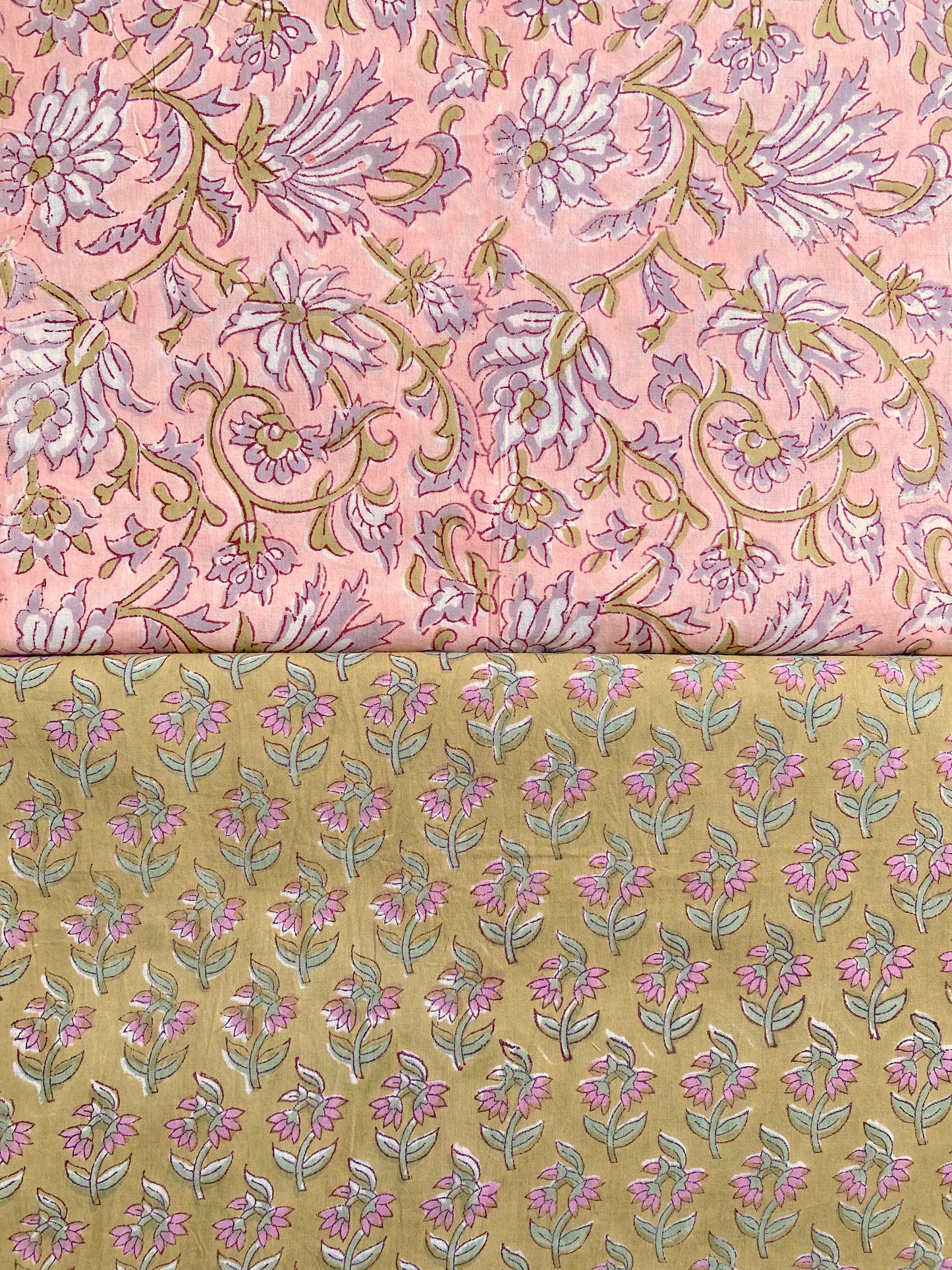 Hand Block Print Cotton Fabric Apricot Pink #197-28