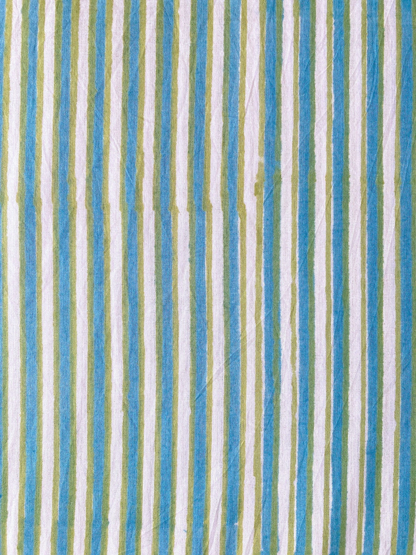 Hand Block Printed Cotton Fabric Light Blue  #207-31