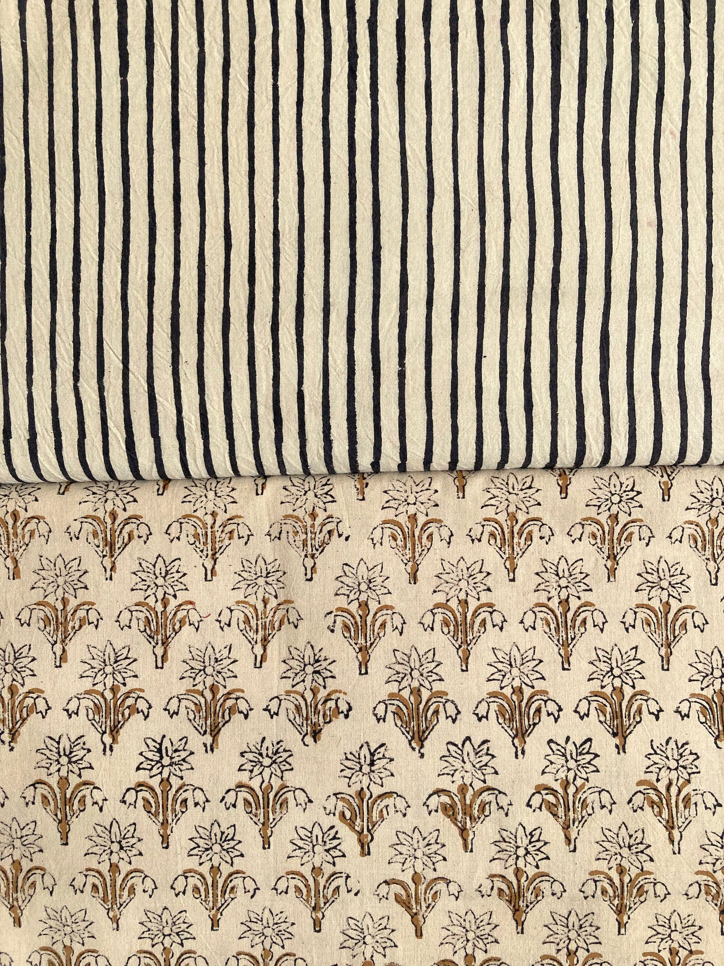 Hand Block Print Bagru Natural Dyed Cotton Fabric   #207-13