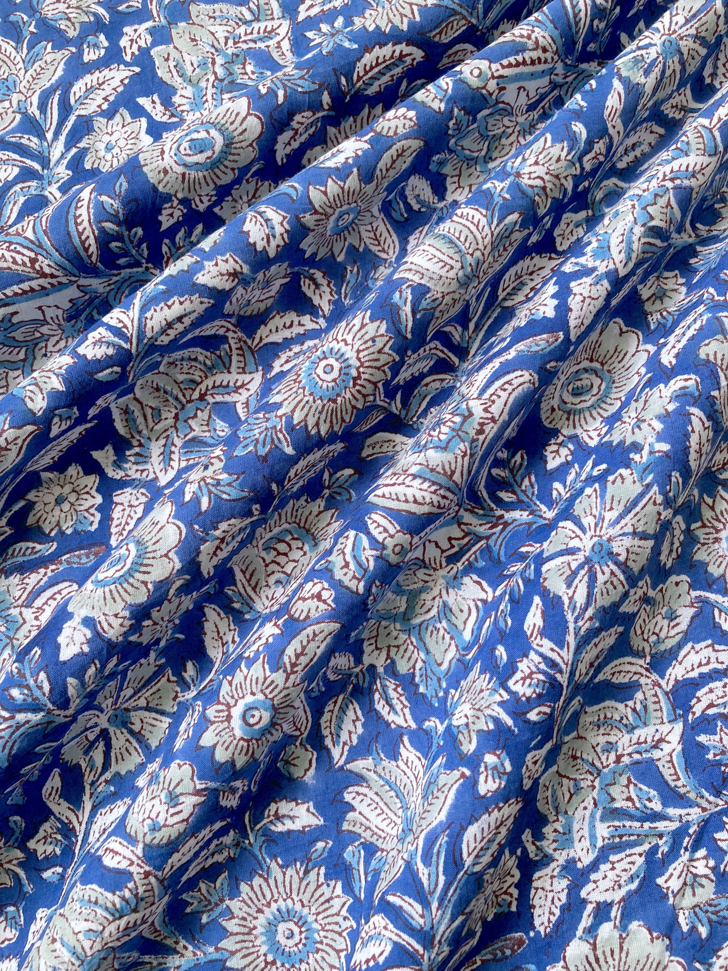 Hand Block Printed Cotton Fabric Blue #207-15