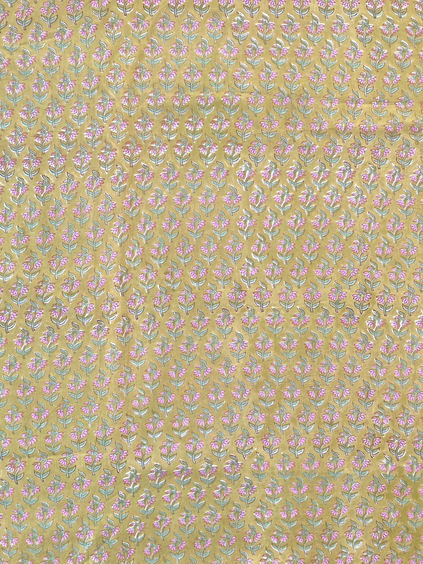 Hand Block Printed Cotton Fabric Olive Green #207-16