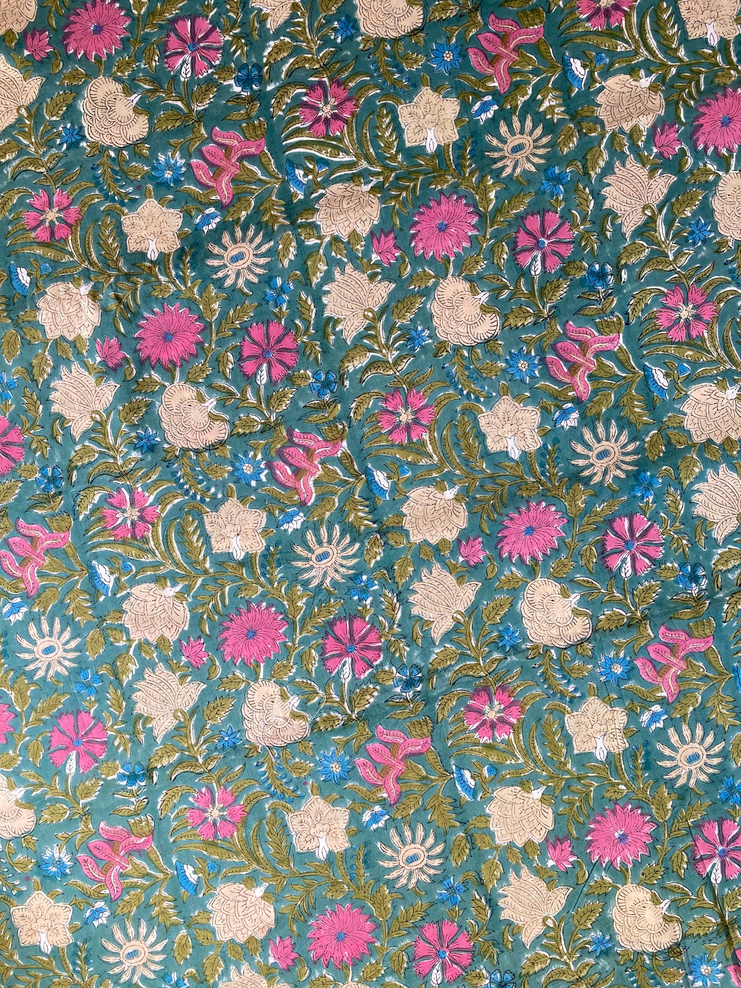 Hand Block Printed Fabric Forest Green #207-28