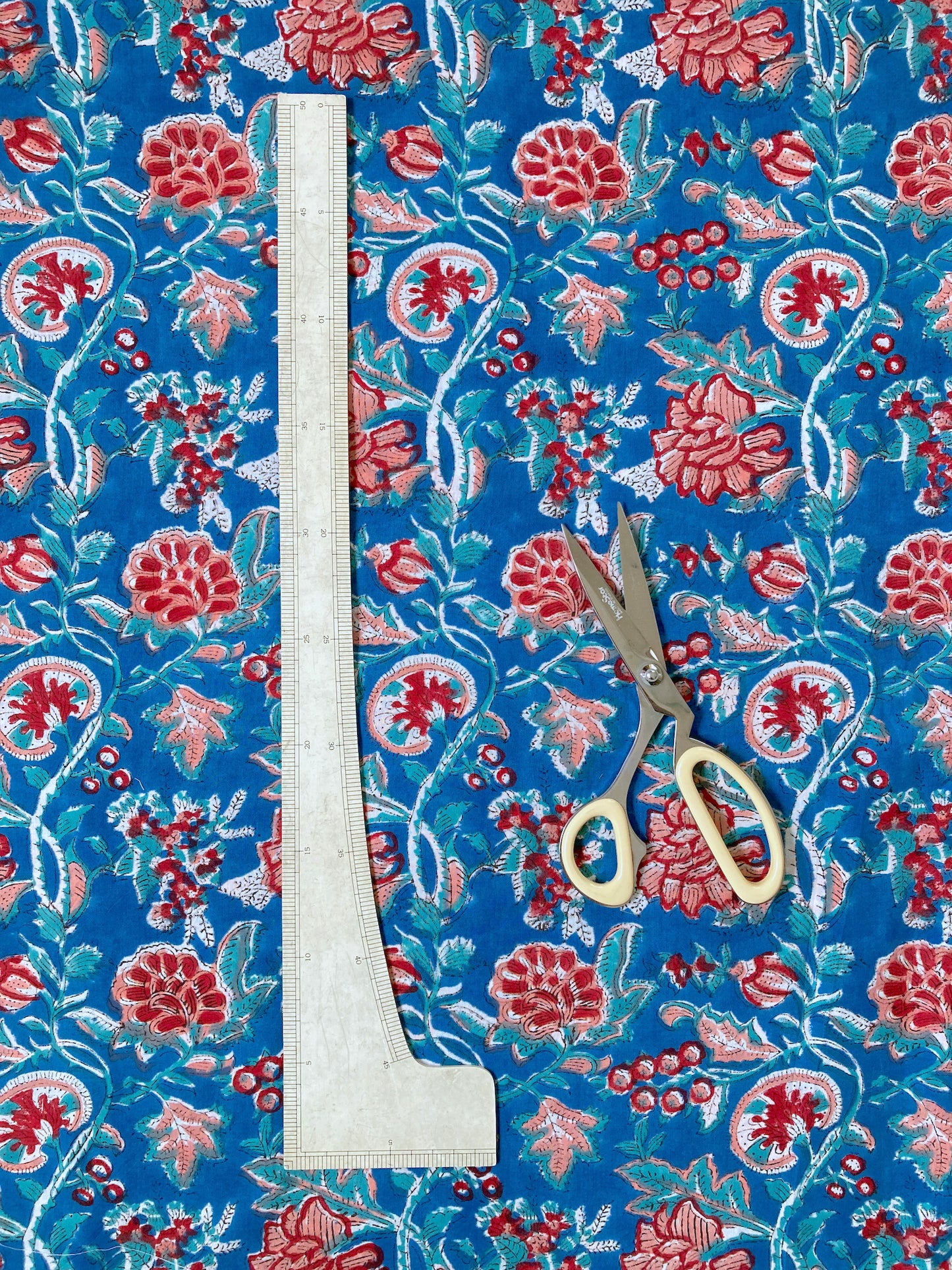 India Hand Block Print Cotton Fabric Blue #207-3