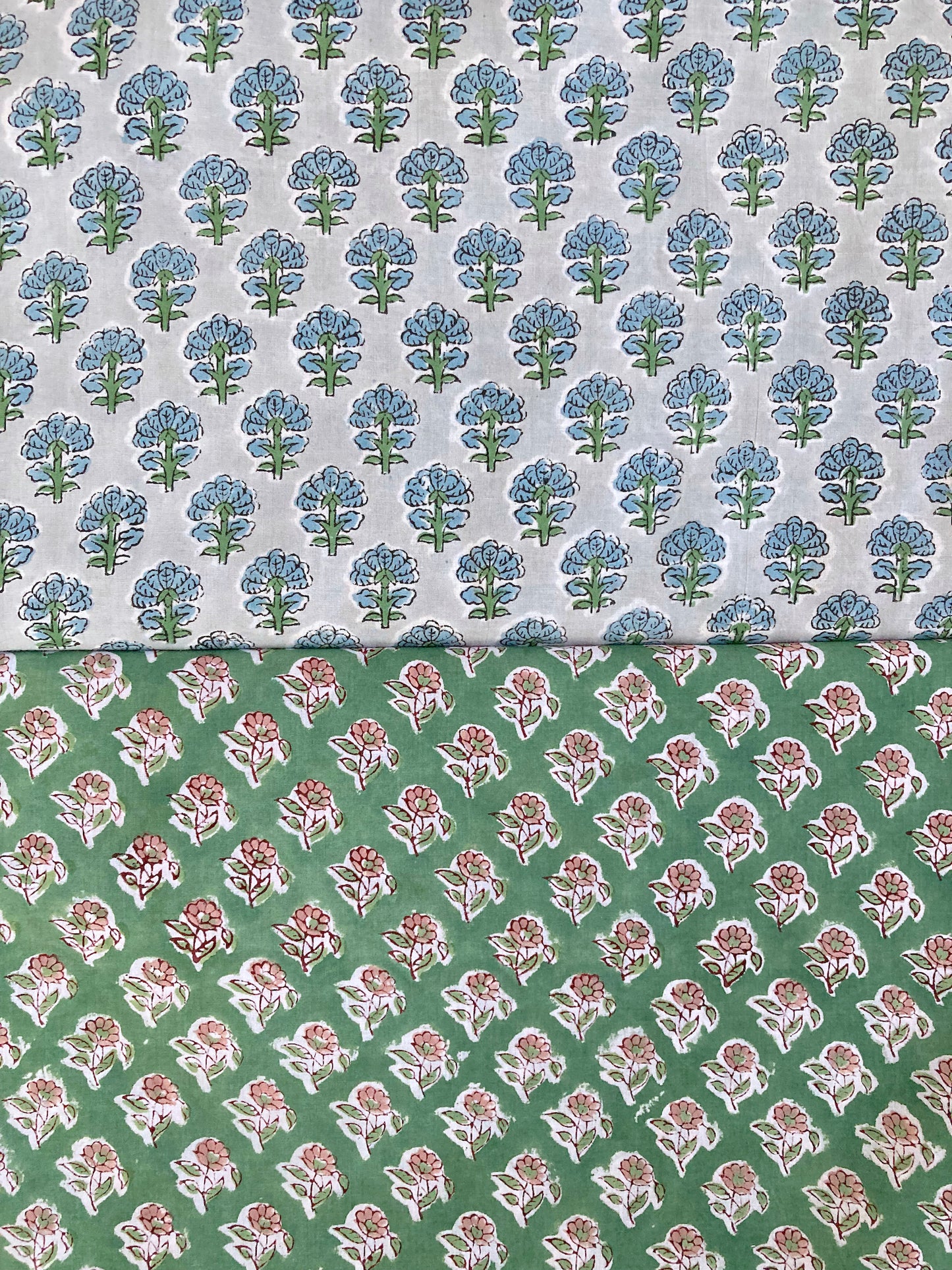 Hand Block Printed Cotton Fabric Green #207-5