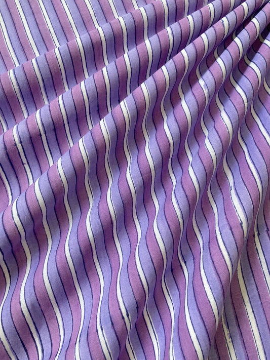 Traditional Hand Printed Cotton Fabric Purple #207-6