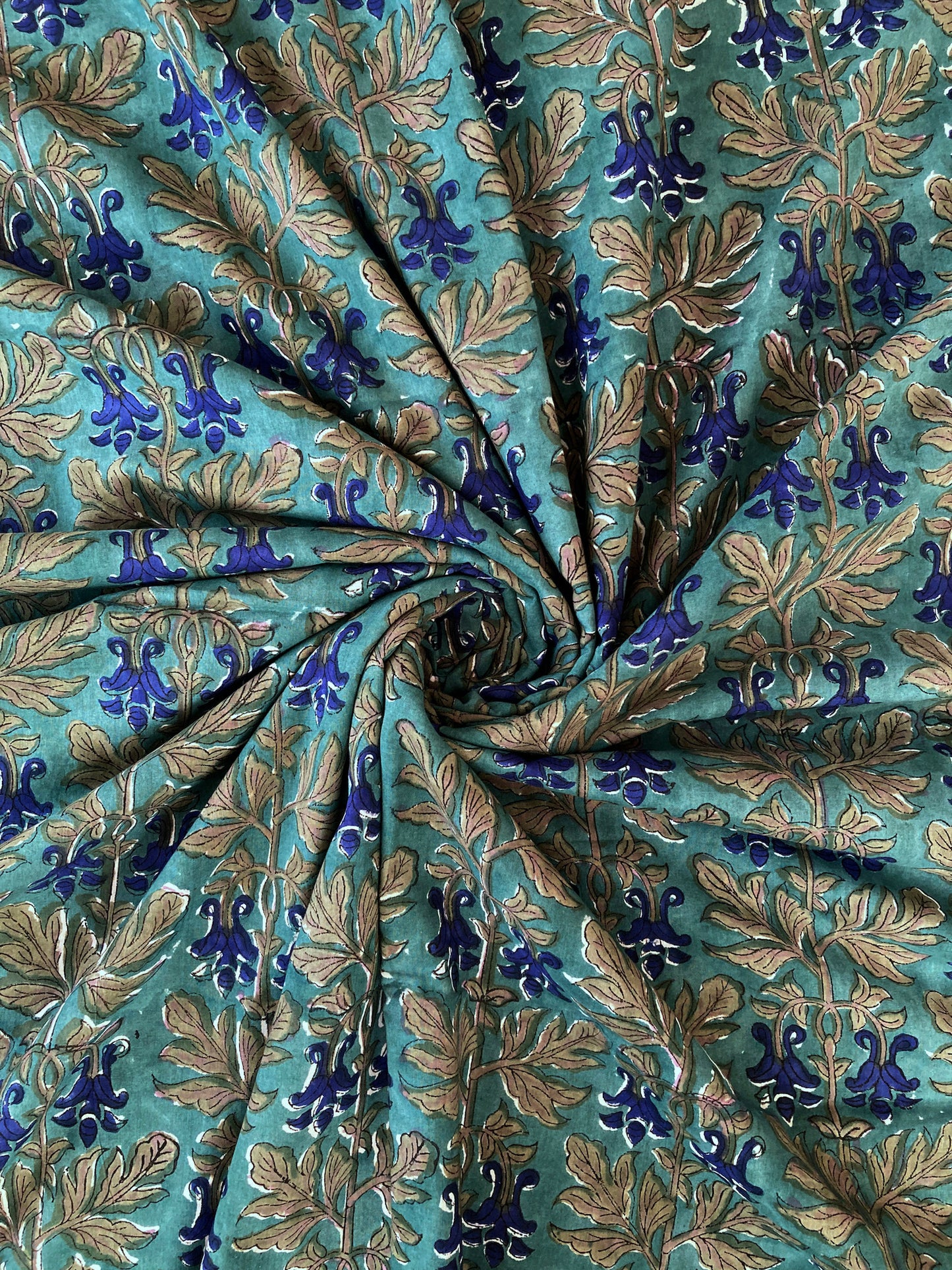 Hand Block Printed Cotton Fabric Forest Green #224-15