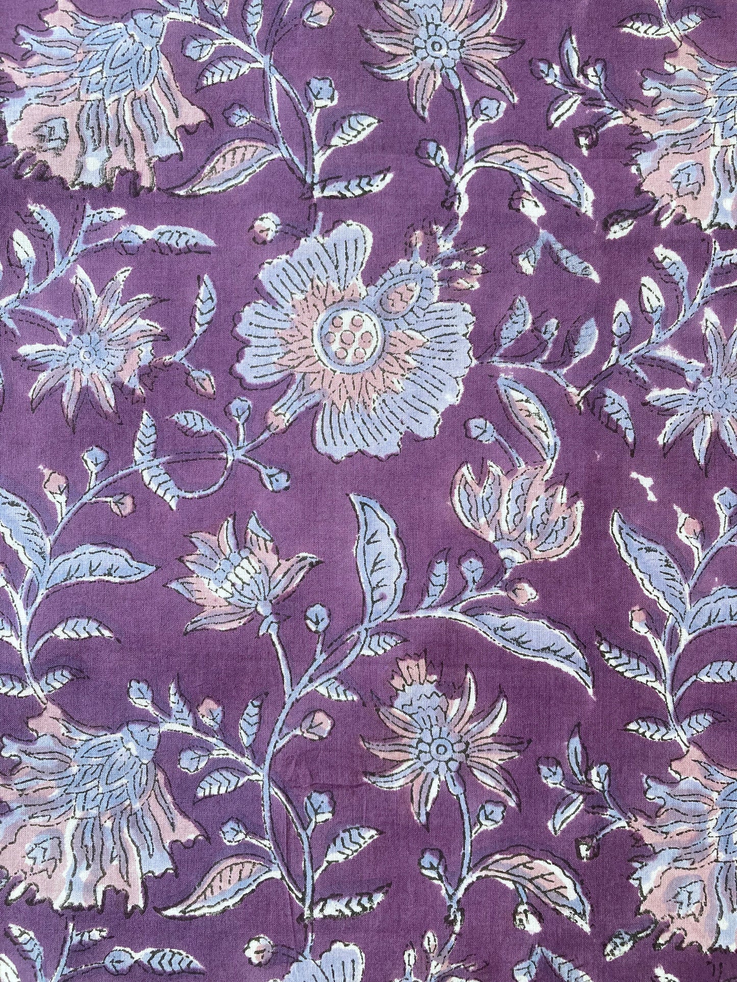 Hand Block Printed Cotton Fabric Purple #218-16