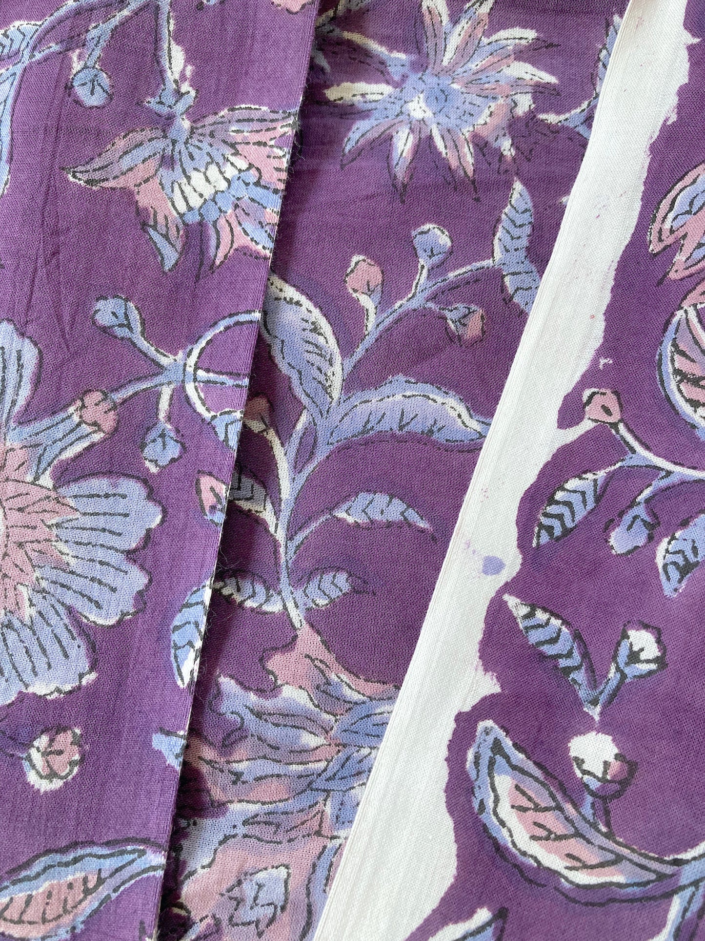 Hand Block Printed Cotton Fabric Purple #218-16