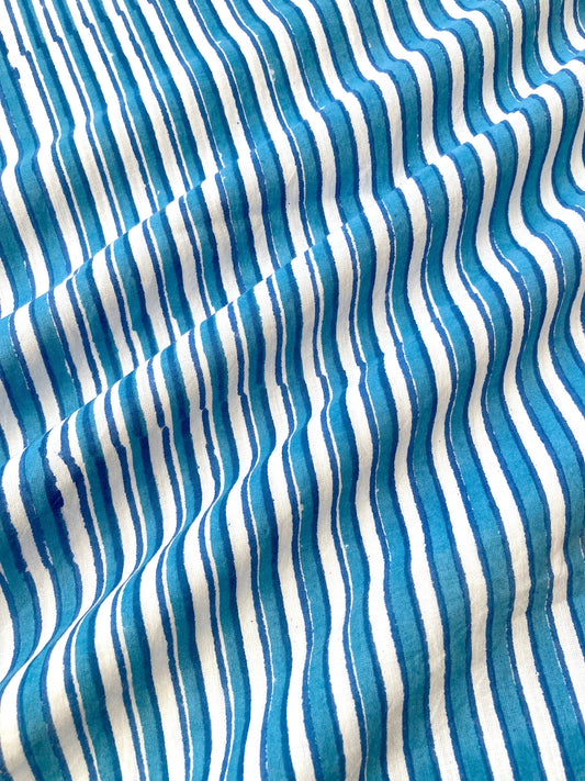 Hand Block Printed Cotton Fabric Sky Blue #218-3