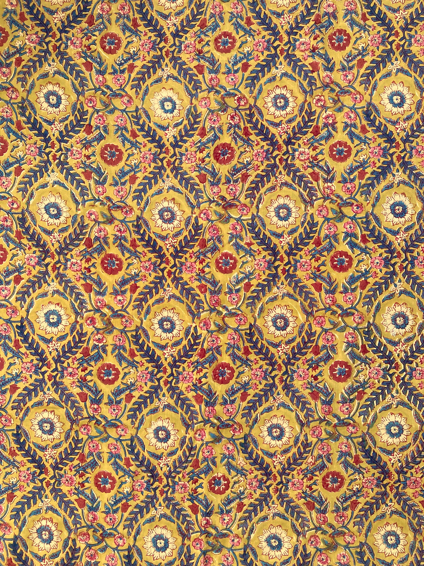 Hand Block Printed Cotton Fabric / Mustard Yellow #218-9