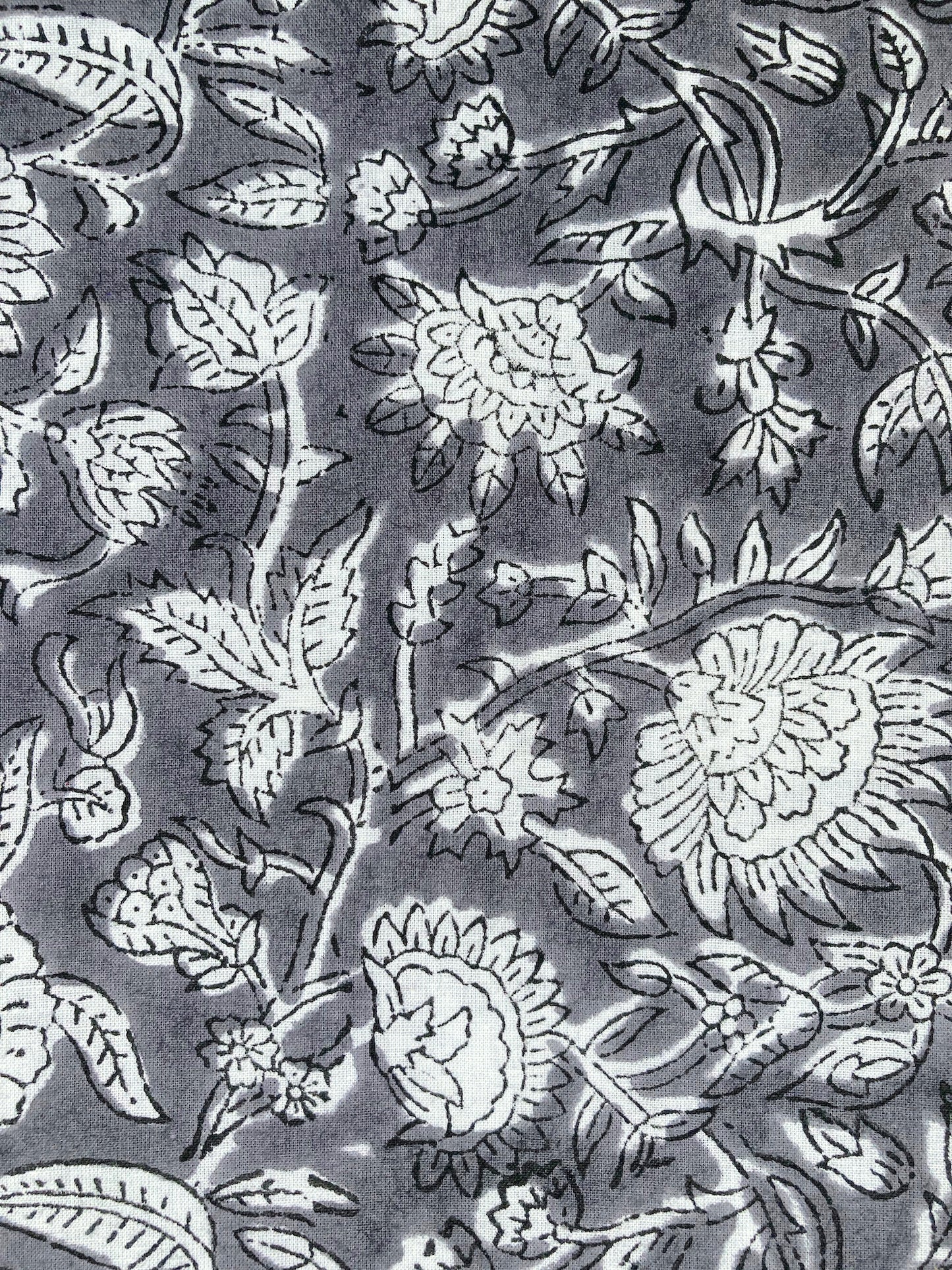 Hand Block Printed Cotton Fabric Charcoal Gray #224-22