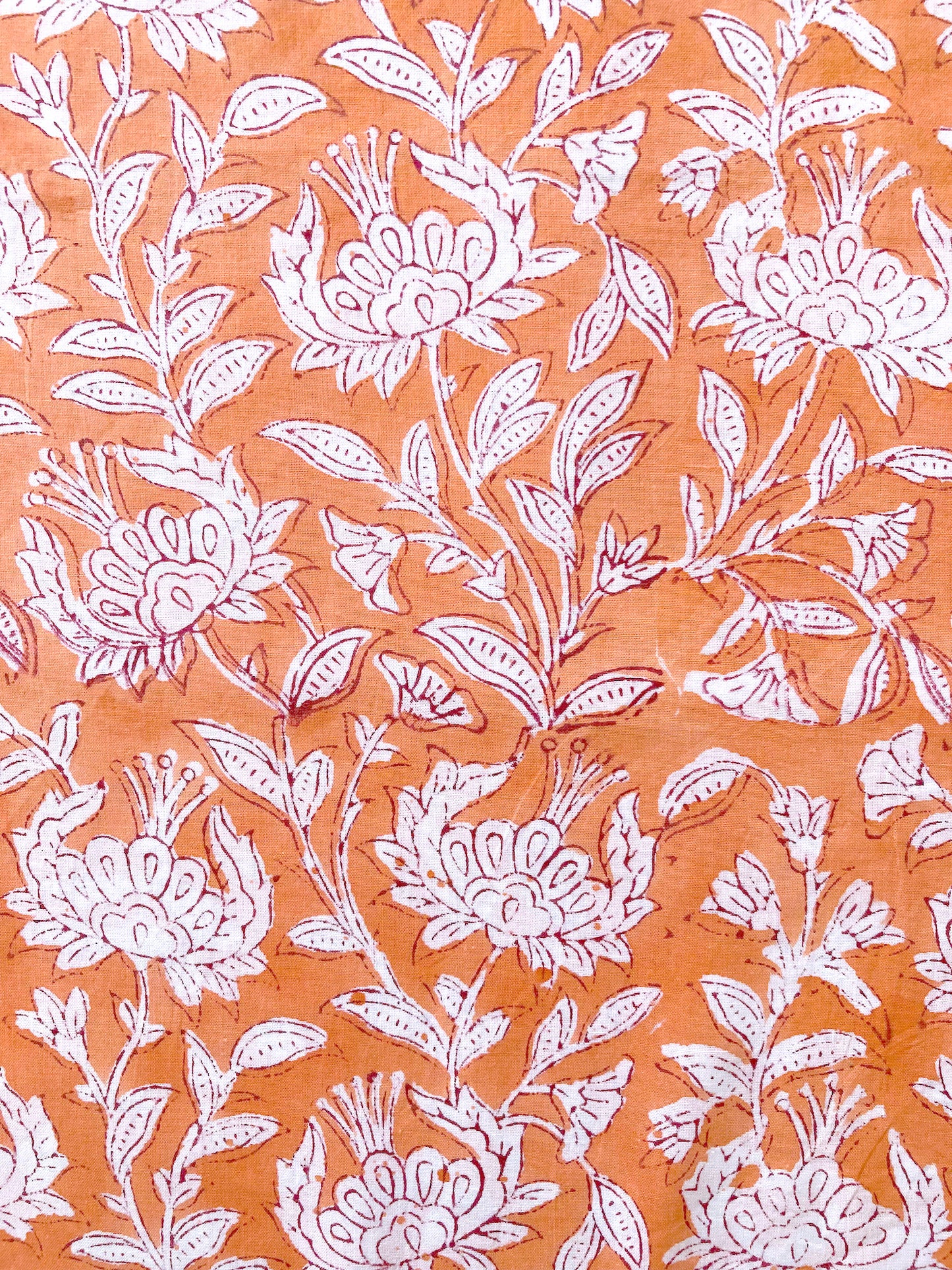 Hand Block Printed Cotton Fabric Light Orange #224-23