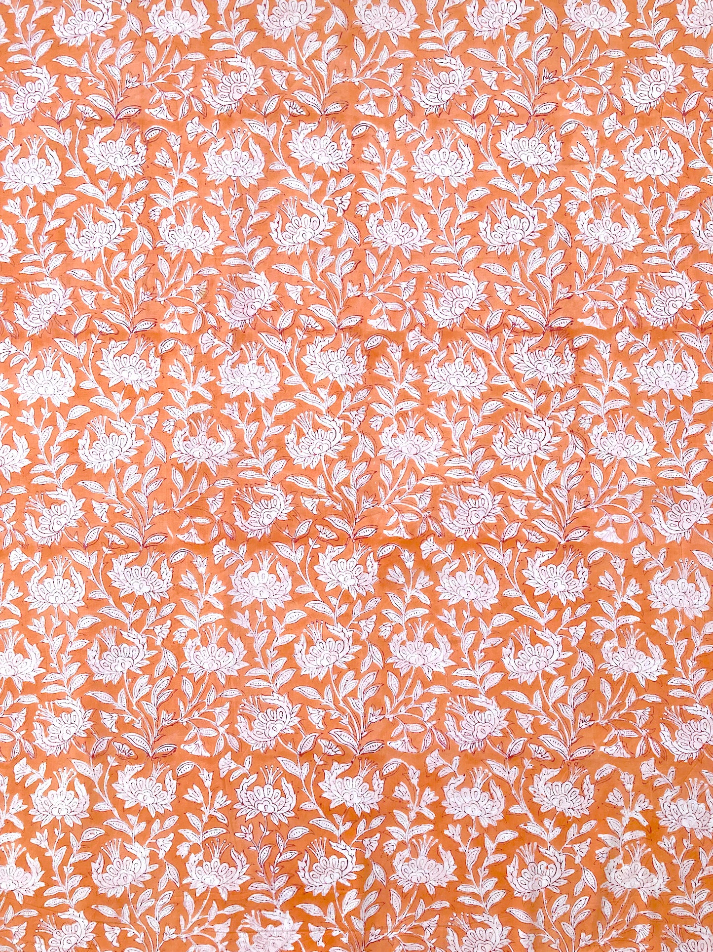 Hand Block Printed Cotton Fabric Light Orange #224-23