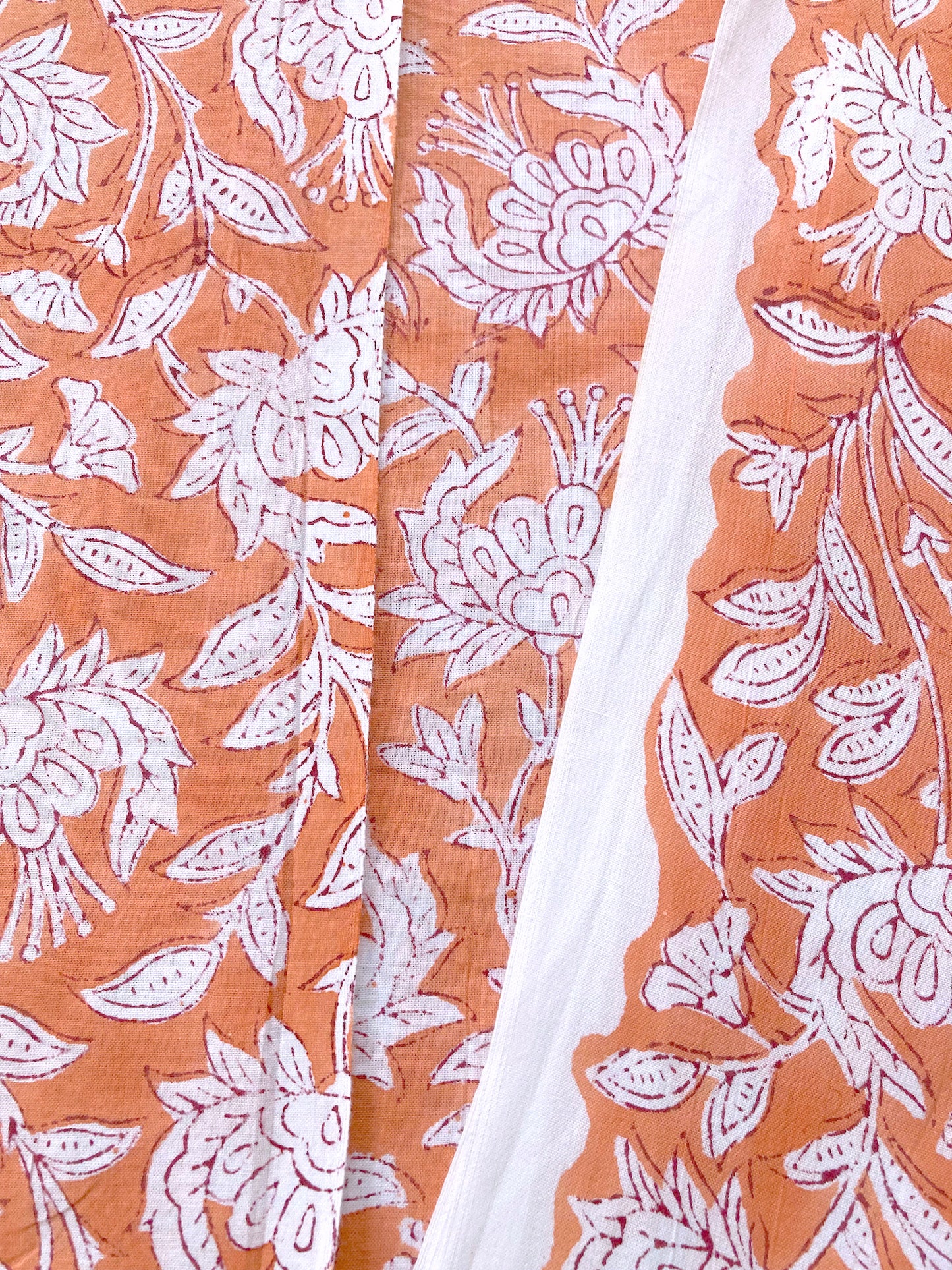 Hand Block Printed Cotton Fabric Light Orange #224-23