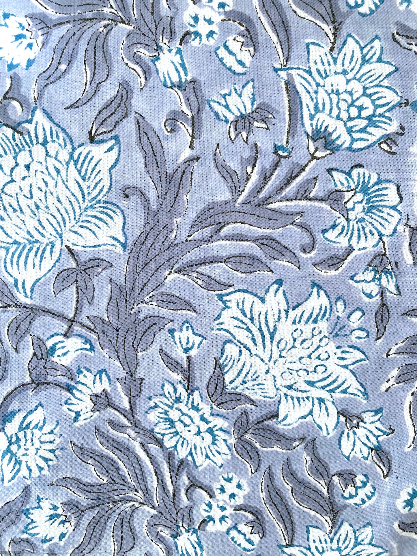 Hand Block Printed Cotton Fabric Cloud Blue  #224-24