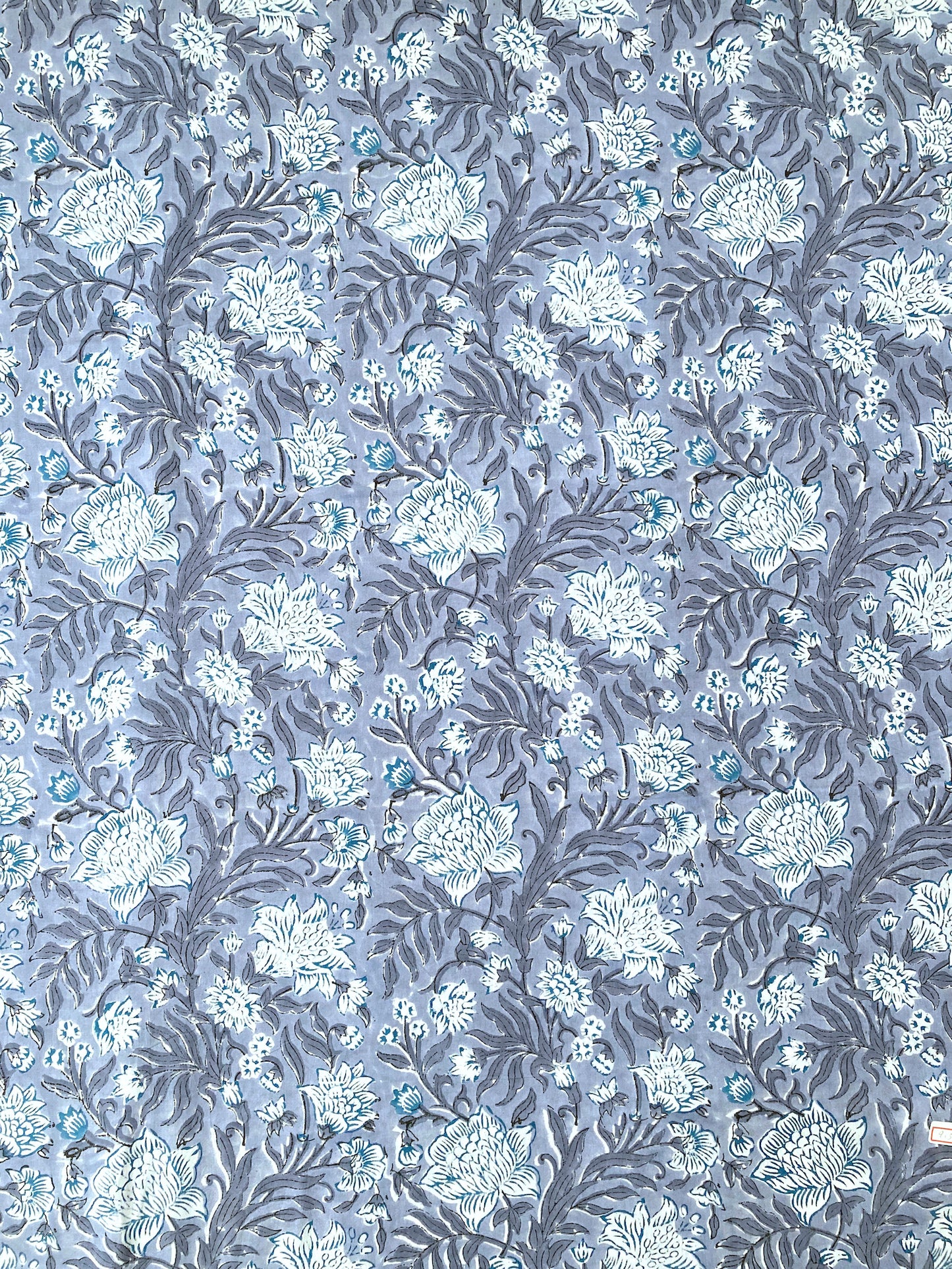 Hand Block Printed Cotton Fabric Cloud Blue  #224-24