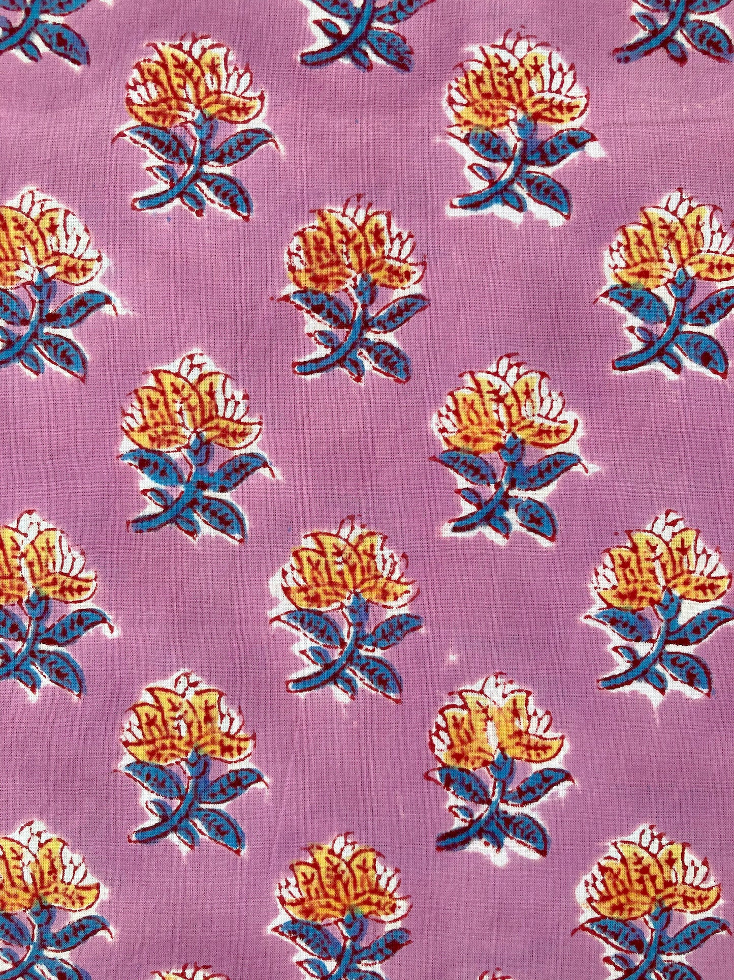 Hand Block Print Floral Cotton Fabric Lilac #224-27