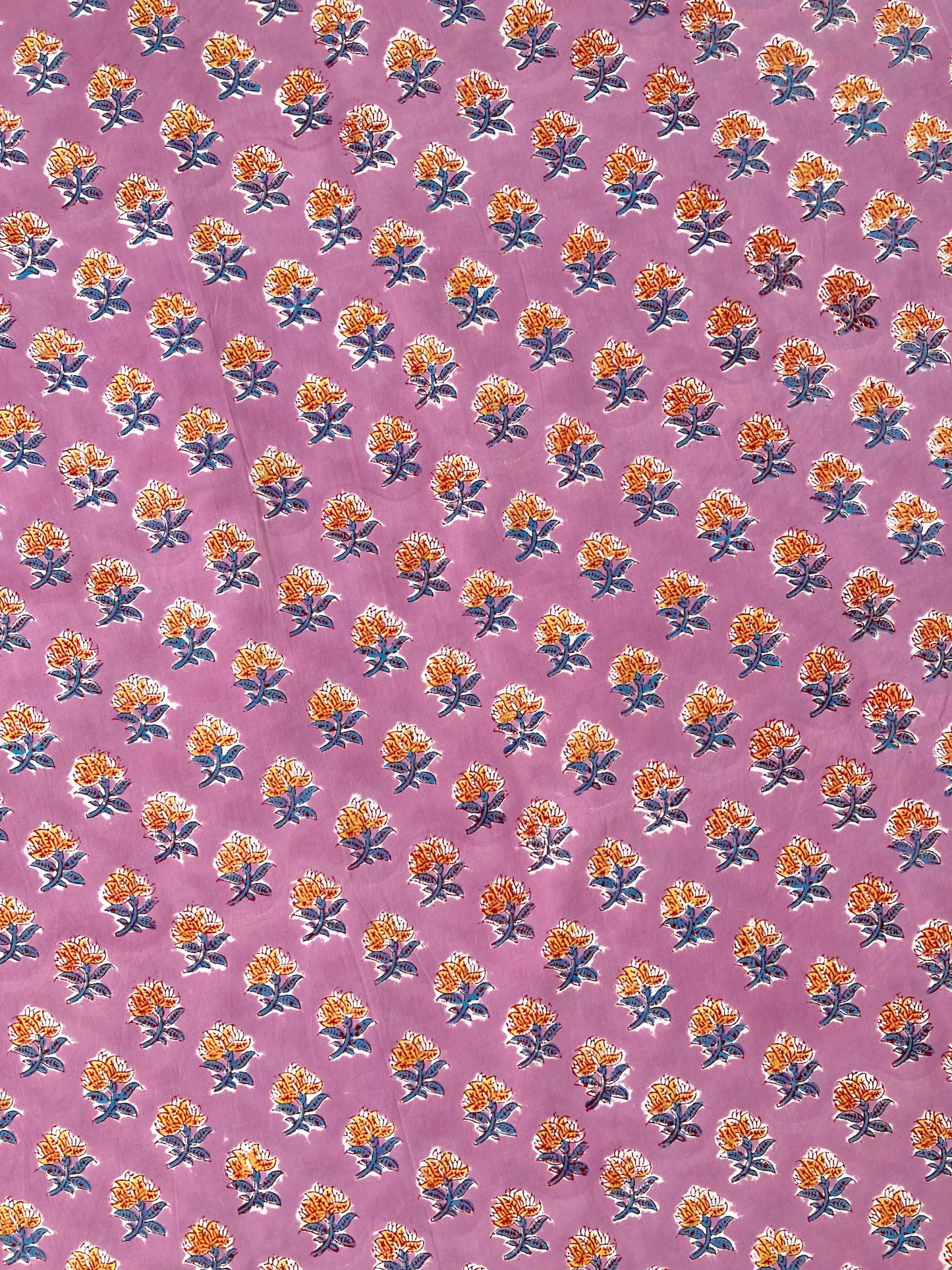 Hand Block Print Floral Cotton Fabric Lilac #224-27