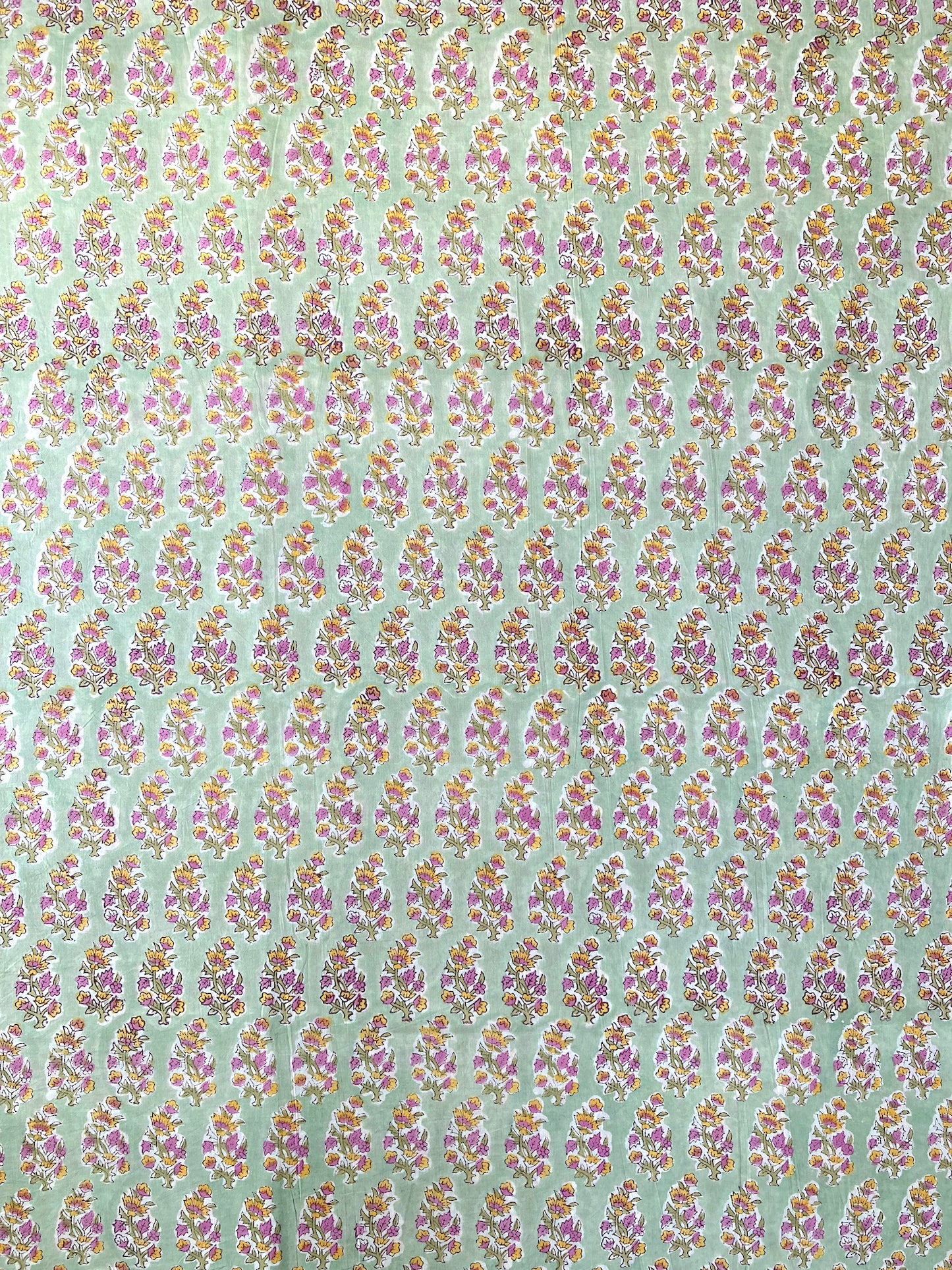 Hand Block Print Pale Green Cotton Fabric #224-29